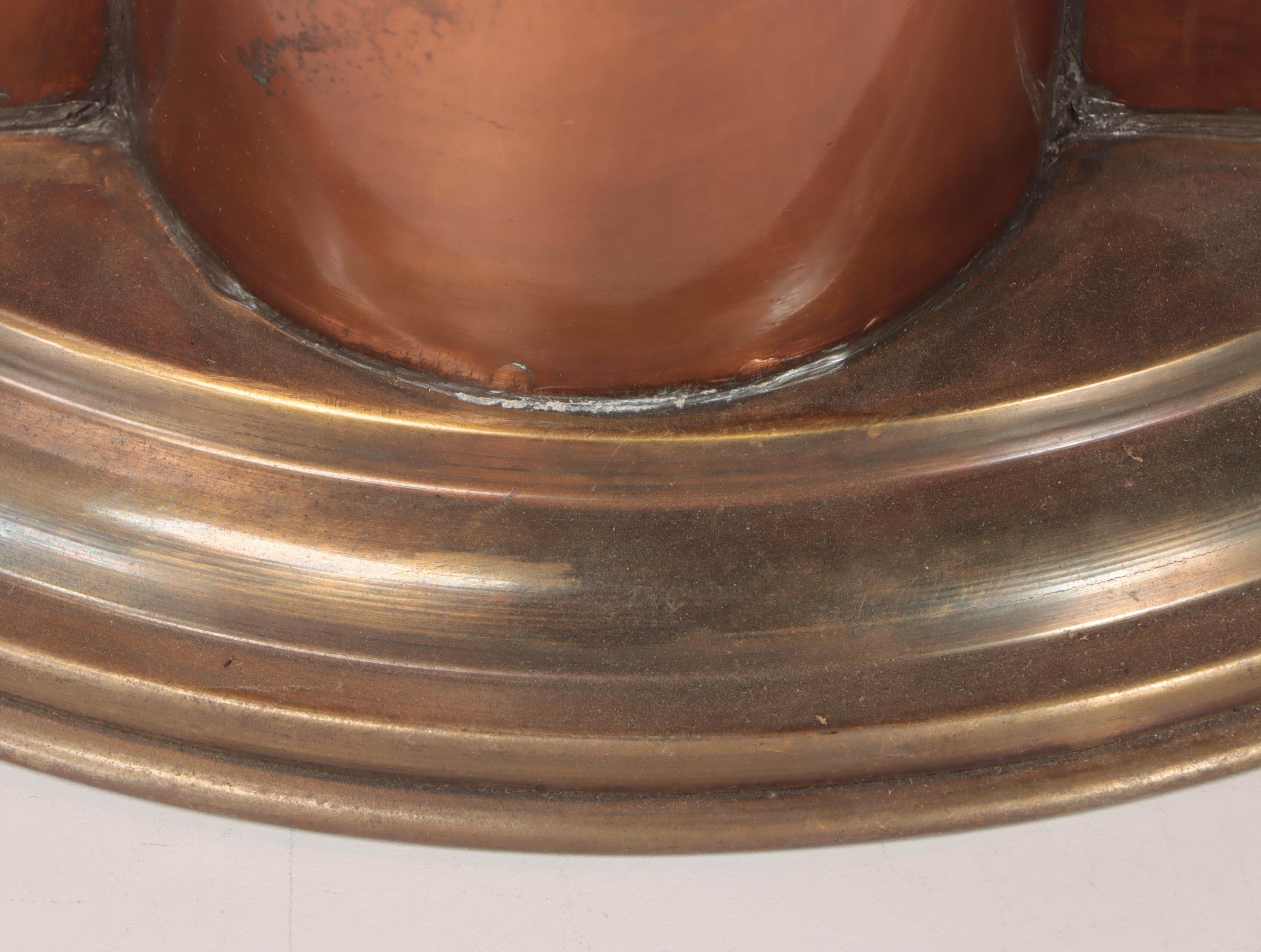 Indian Art Deco Brass and Copper Four-Bottle Wine Cooler with Stand