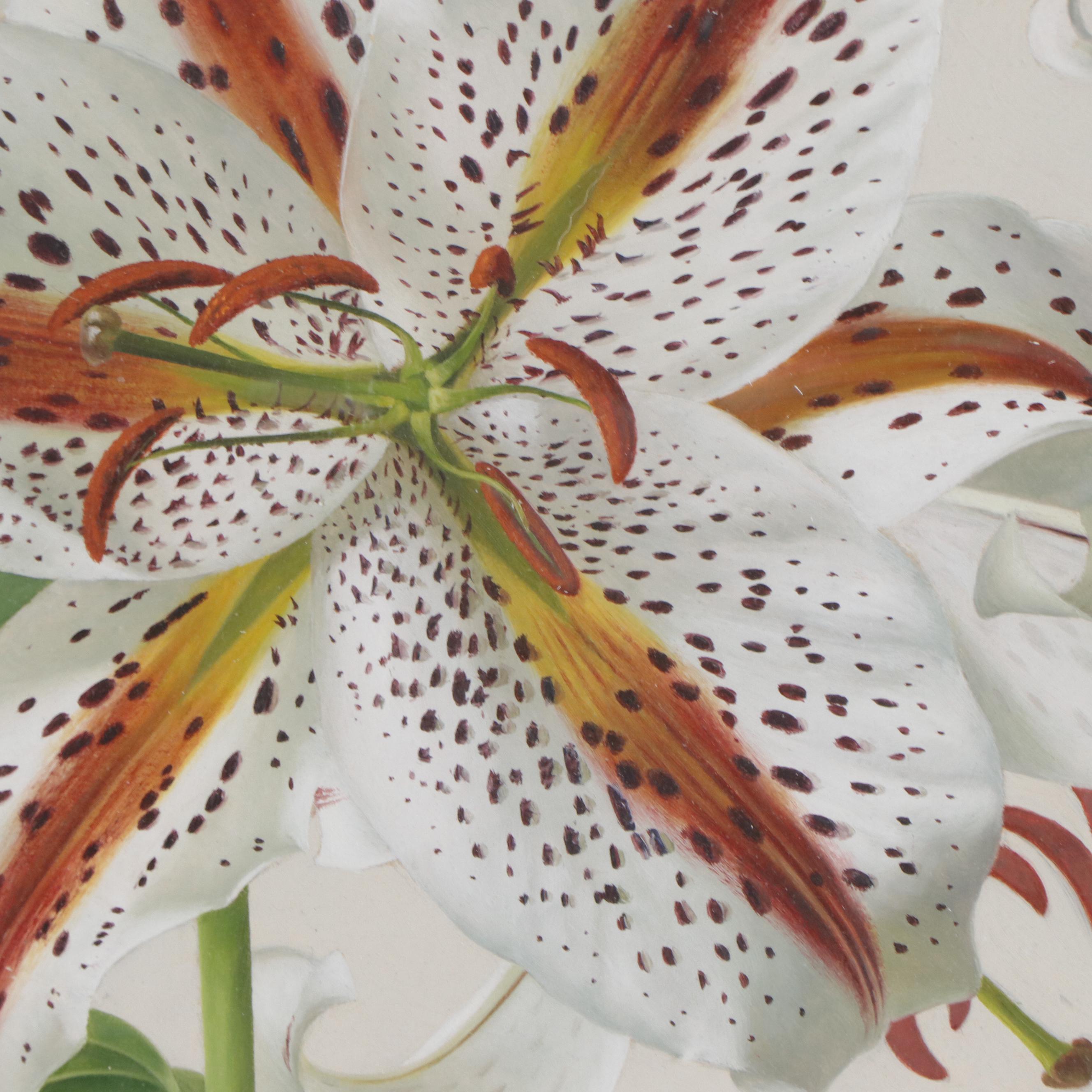 Gouache Painting of an Oriental Lily