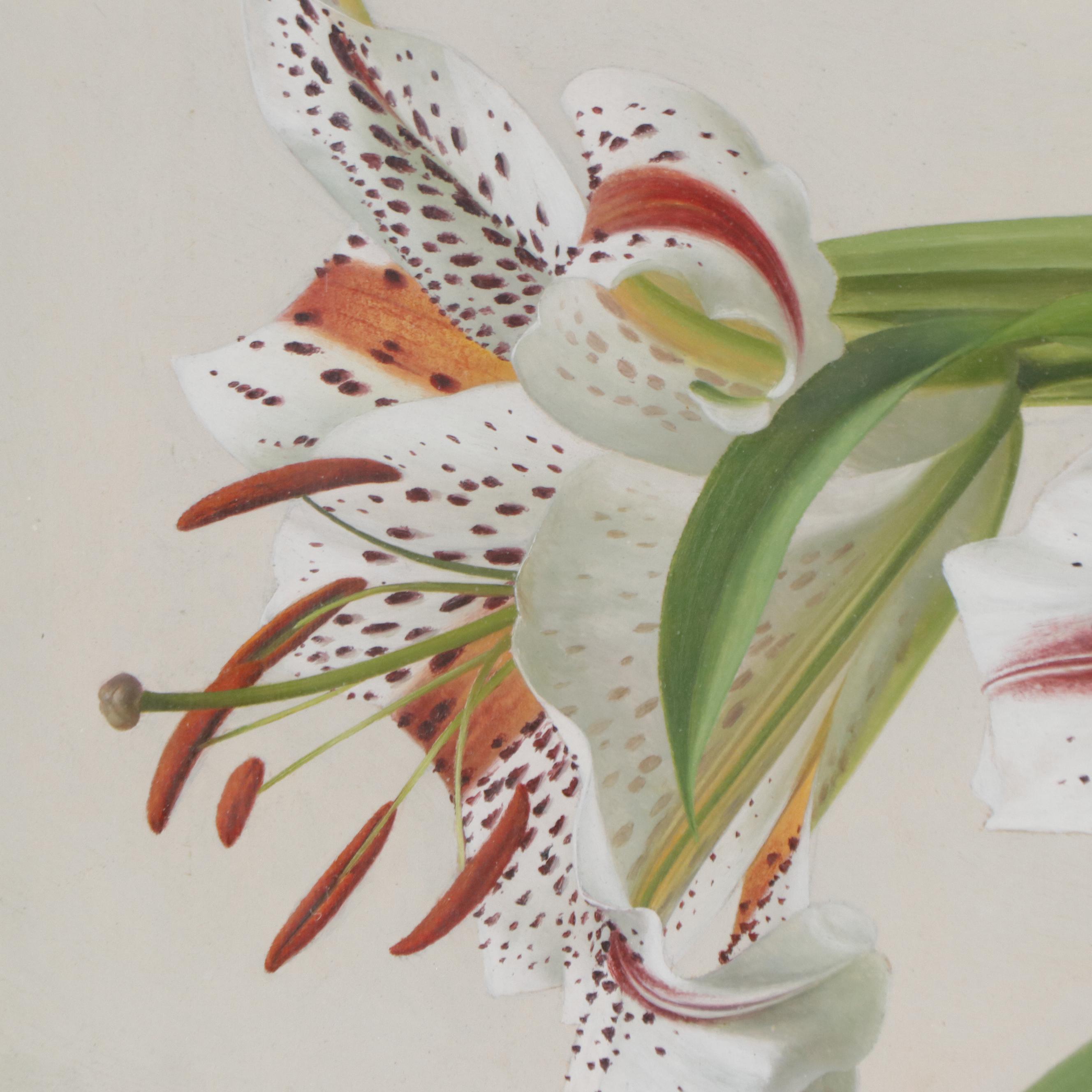 Gouache Painting of an Oriental Lily