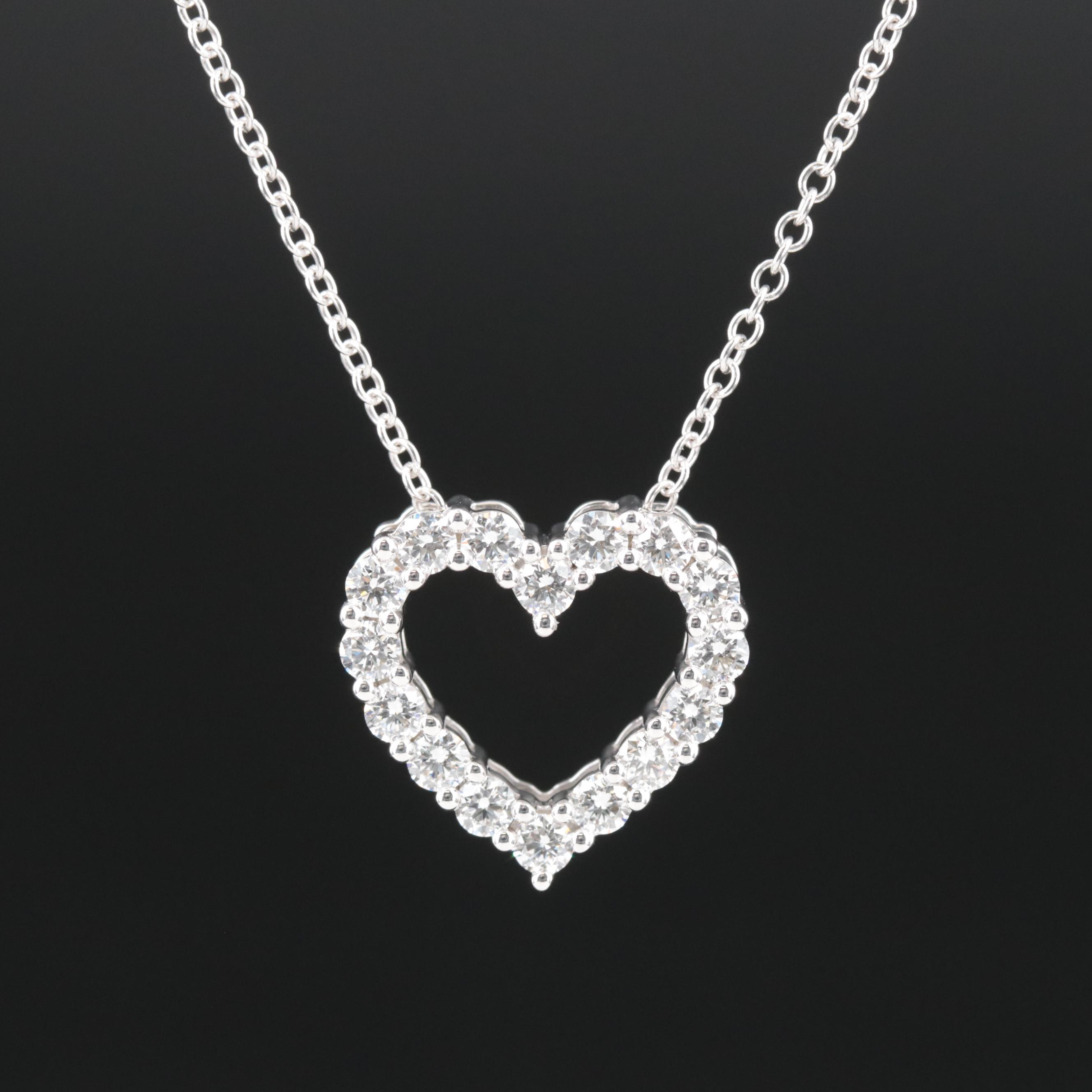 14K 1.00 CTW Lab Grown Diamond Heart Pendant Necklace