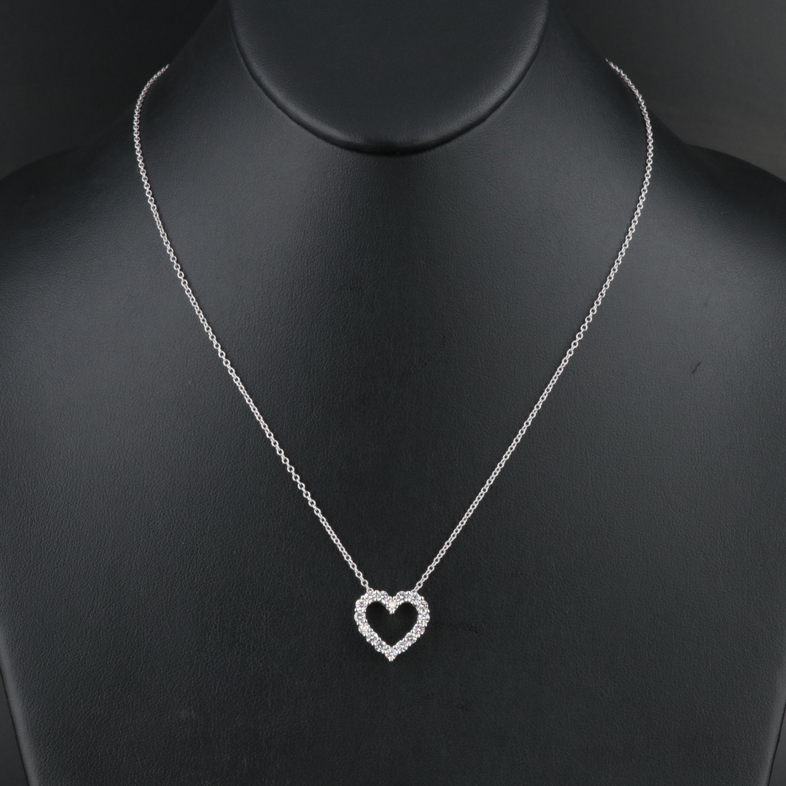 14K 1.00 CTW Lab Grown Diamond Heart Pendant Necklace