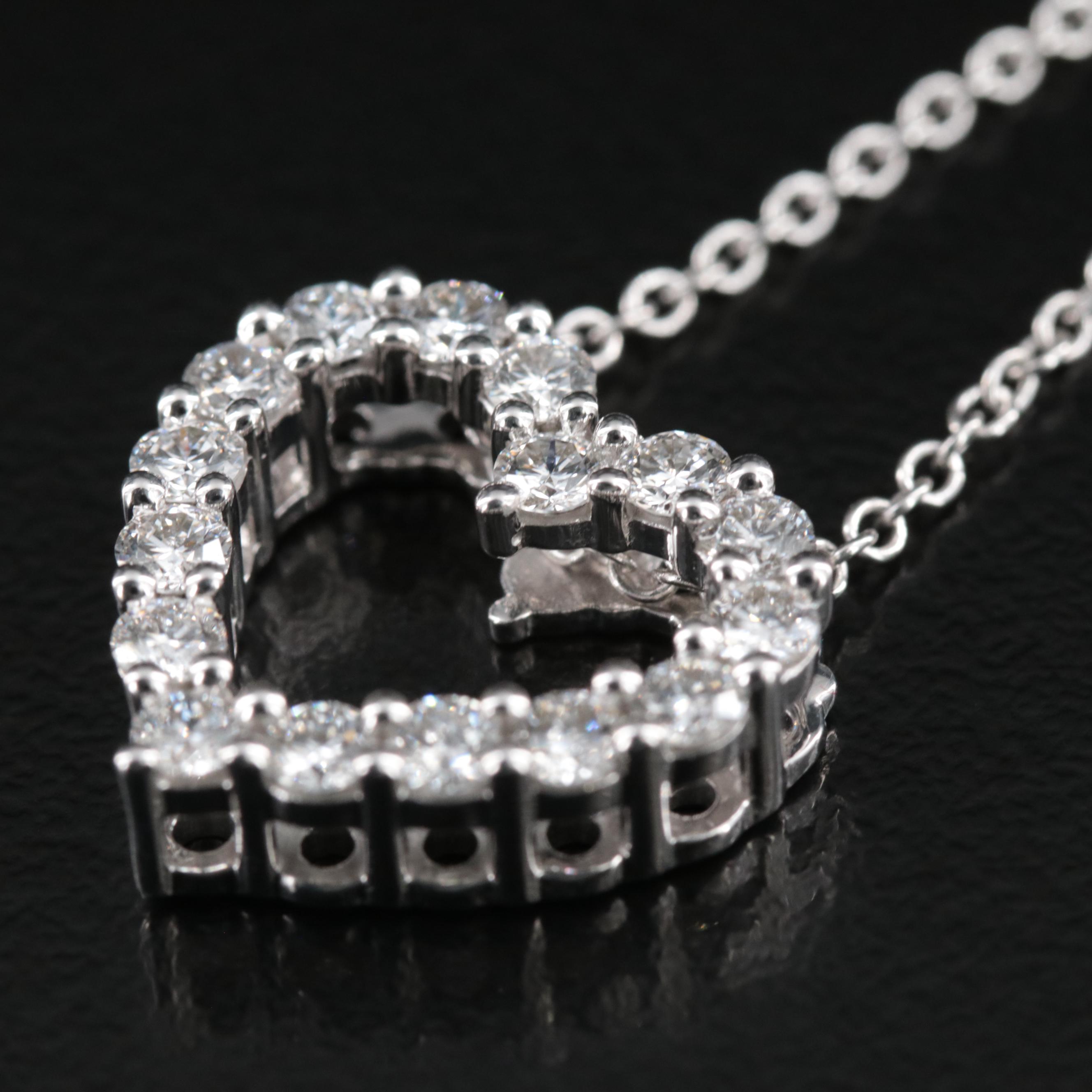 14K 1.00 CTW Lab Grown Diamond Heart Pendant Necklace