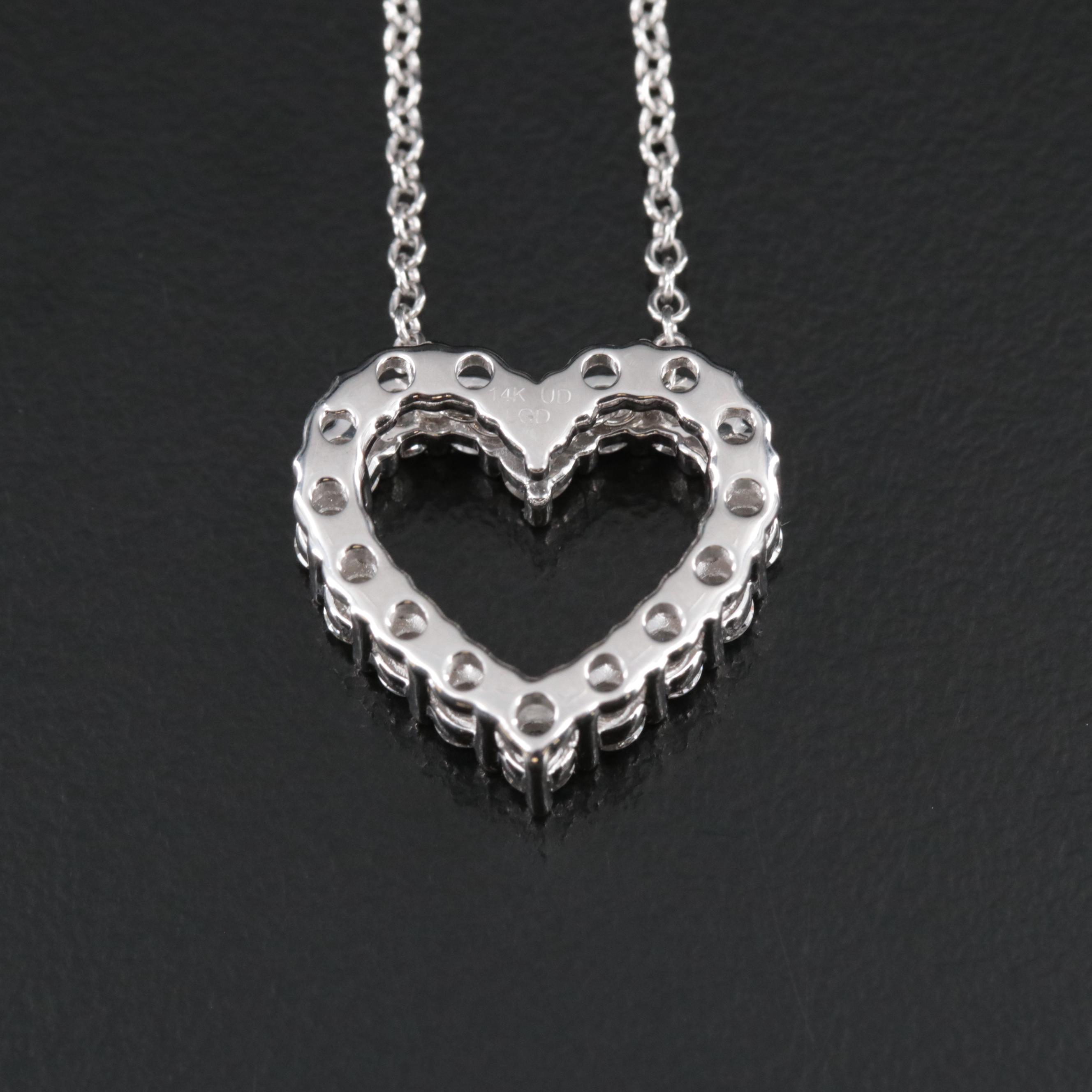 14K 1.00 CTW Lab Grown Diamond Heart Pendant Necklace