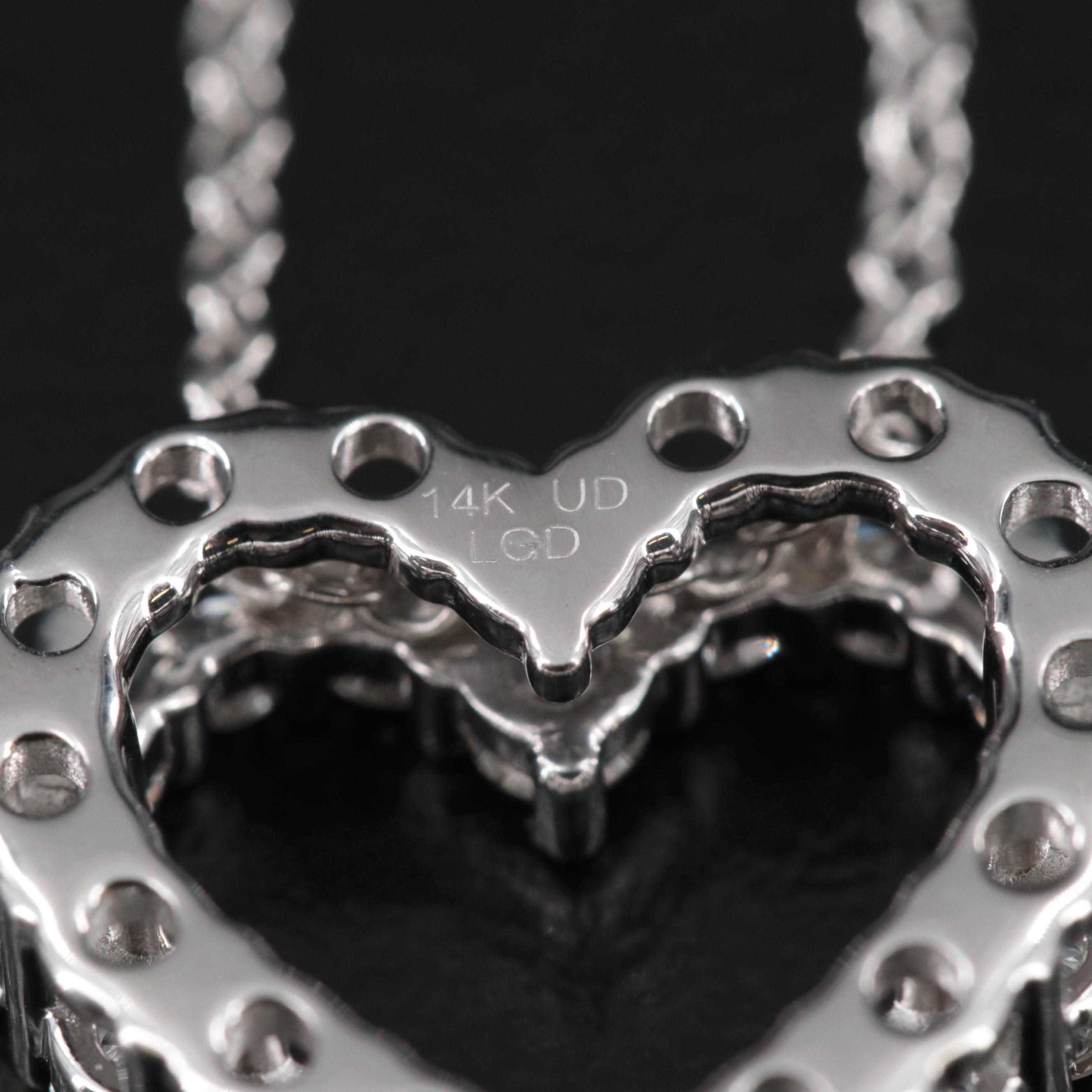 14K 1.00 CTW Lab Grown Diamond Heart Pendant Necklace