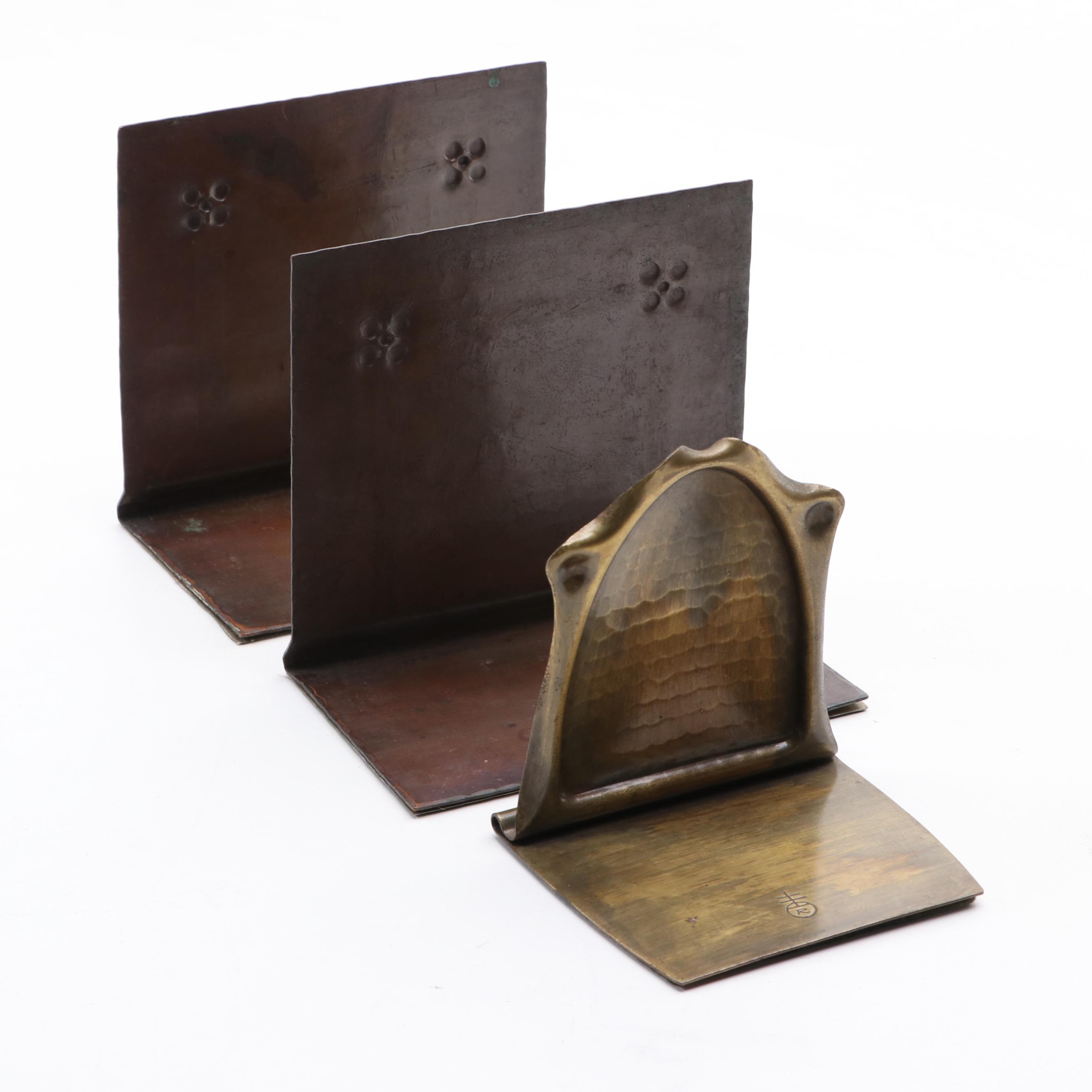 Arts and Crafts Roycroft Copper Shop Bronze Bookends, Early 20th C.