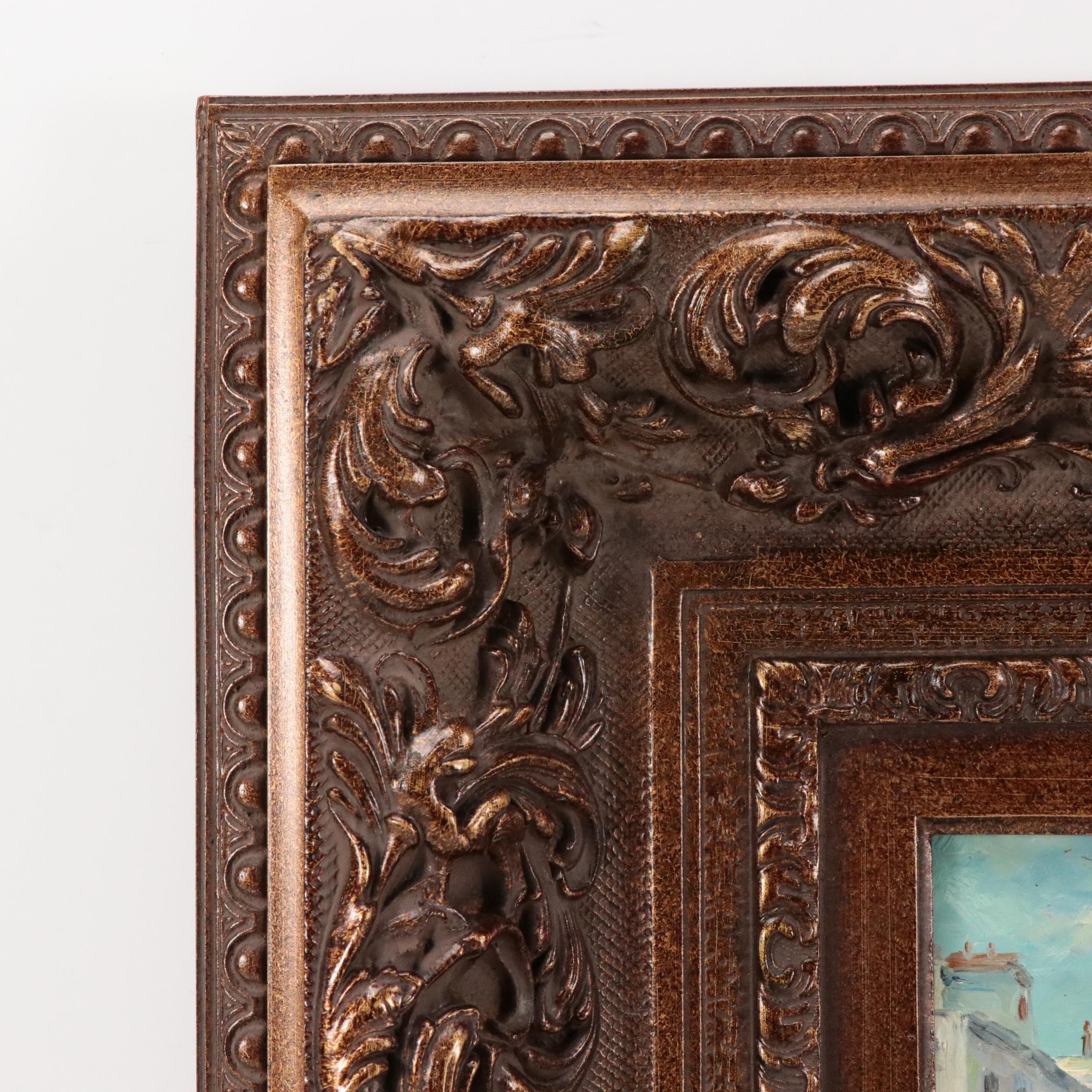 Post Impressionist Style Oil Painting of a Street Scene with Figures, 1988