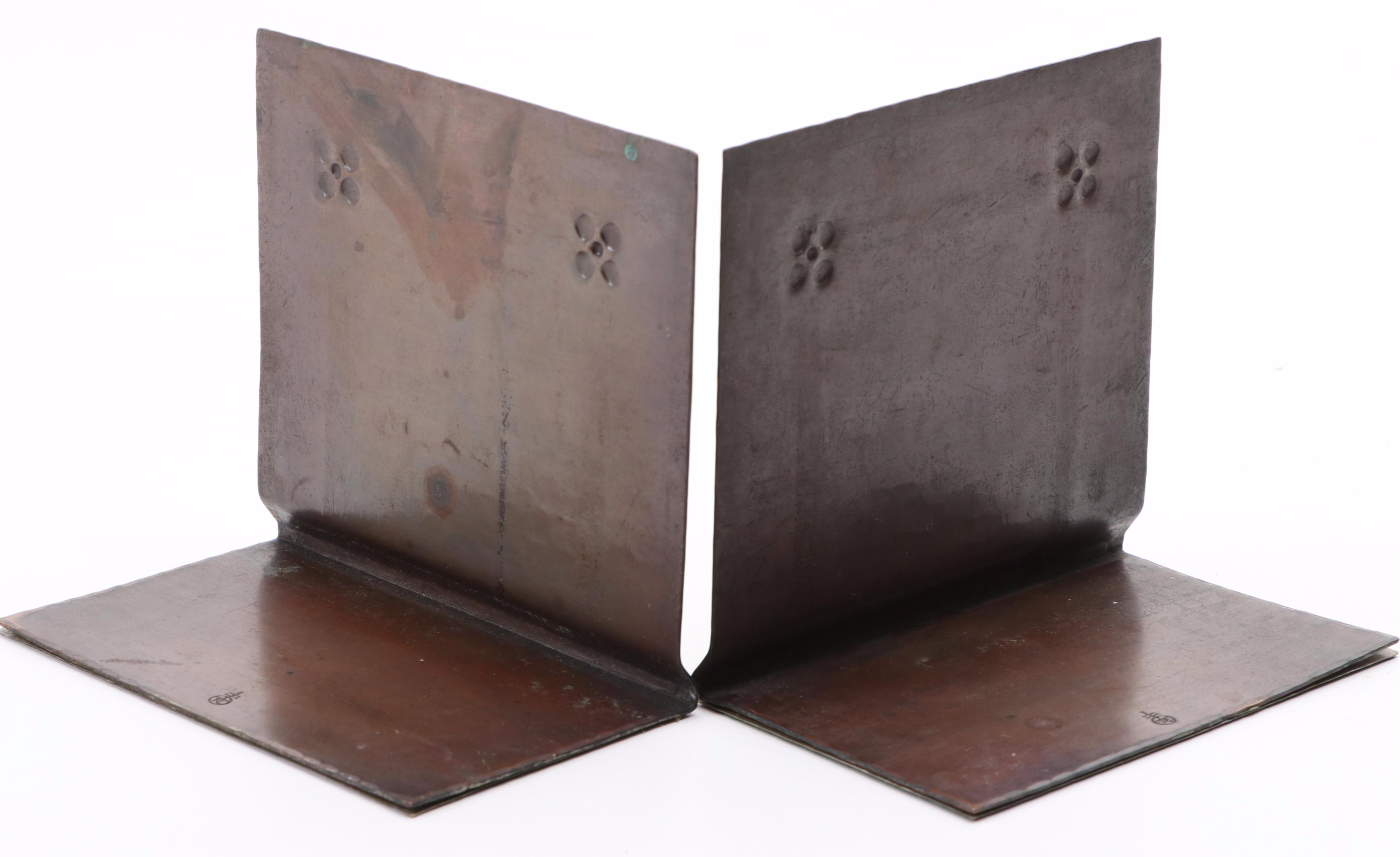 Arts and Crafts Roycroft Copper Shop Bronze Bookends, Early 20th C.