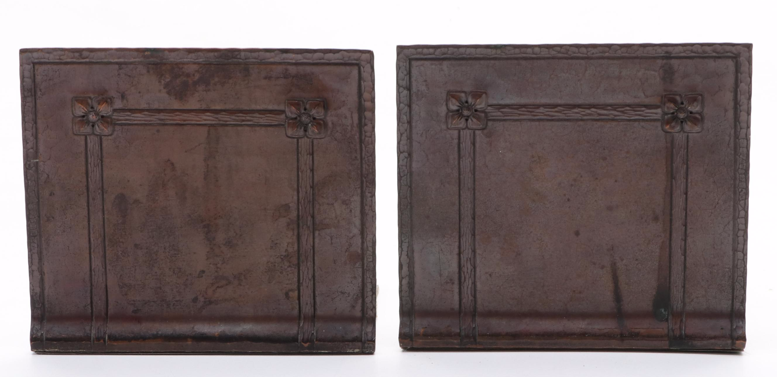 Arts and Crafts Roycroft Copper Shop Bronze Bookends, Early 20th C.