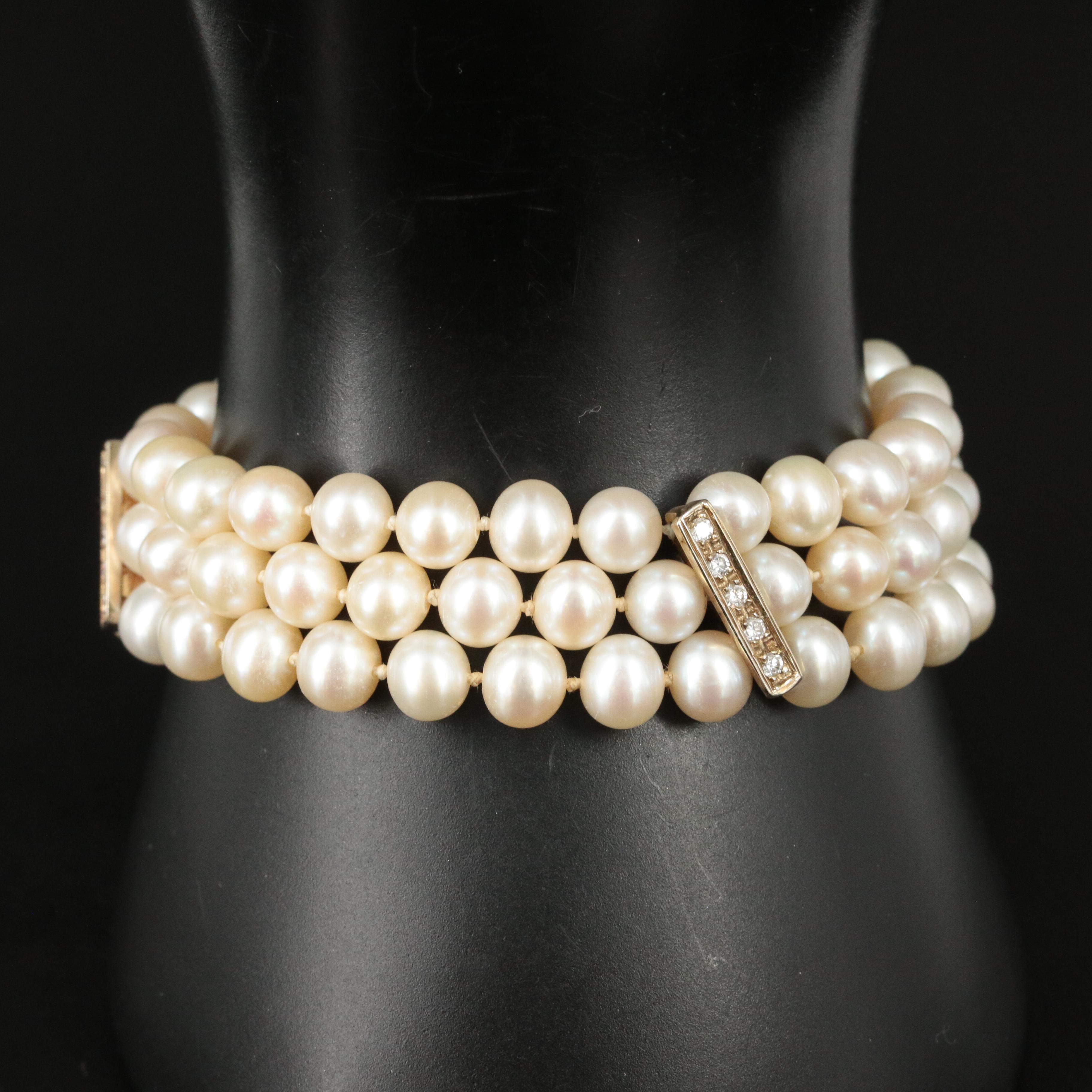14K Pearl and Diamond Bracelet