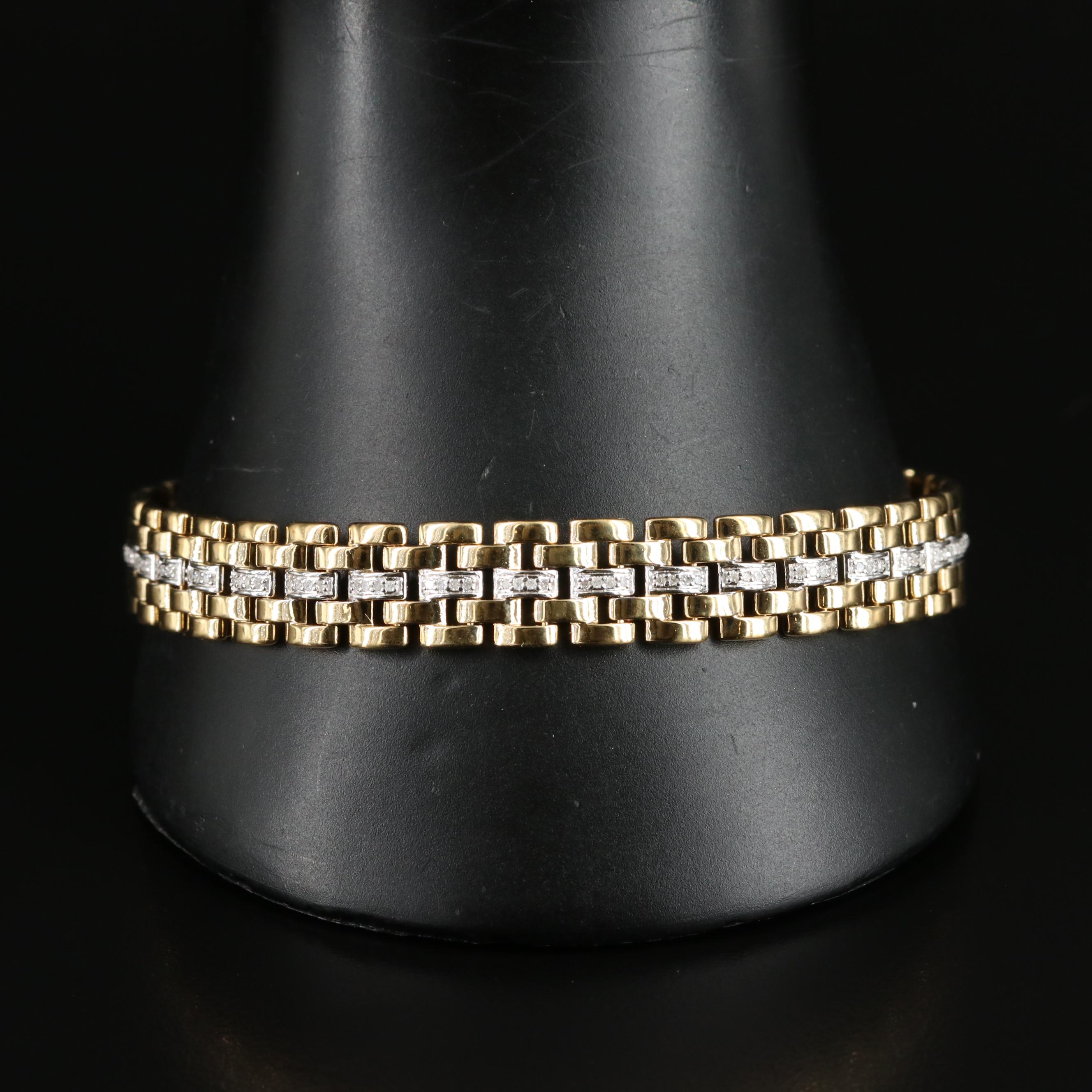 Sterling 0.45 CTW Diamond Panther Link Bracelet