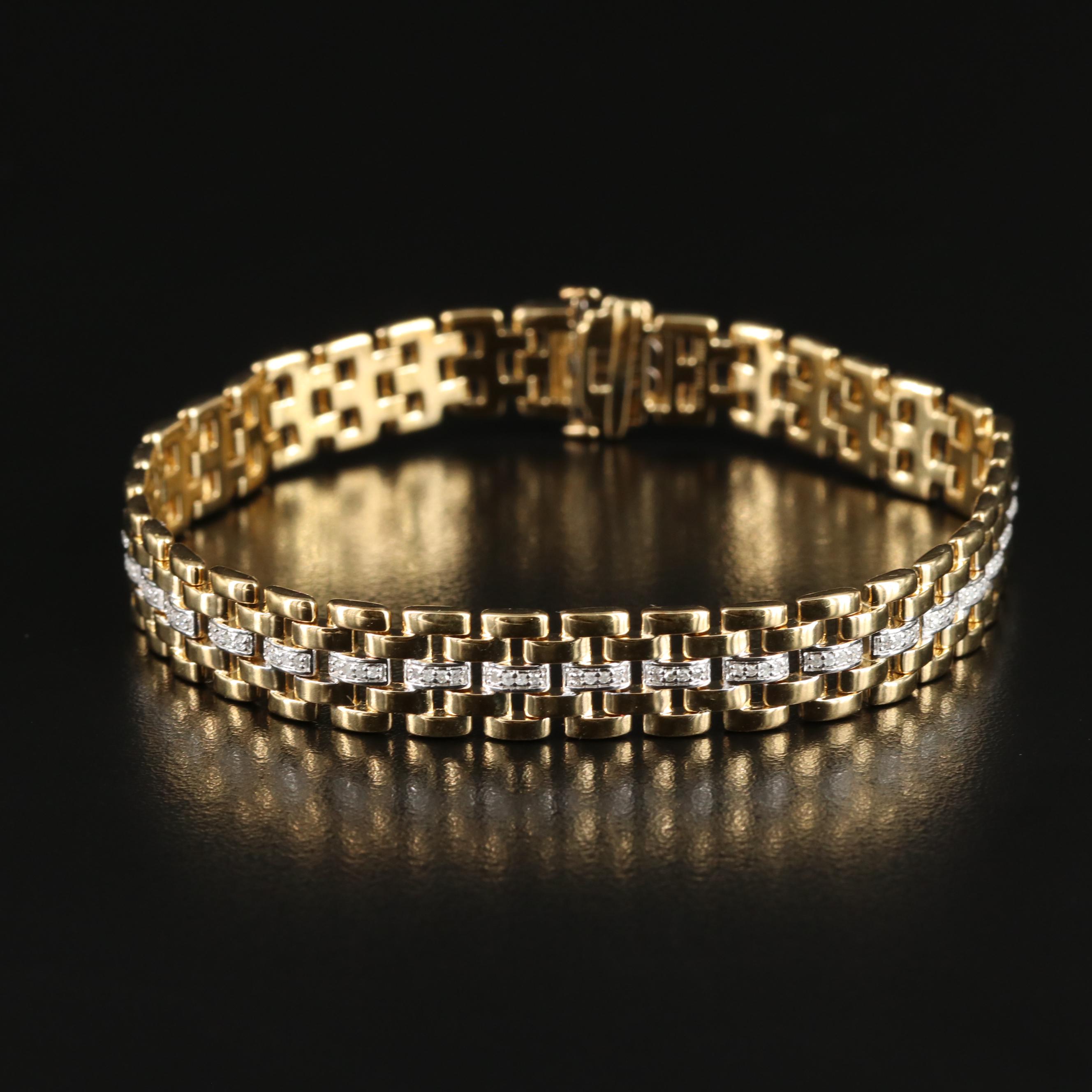 Sterling 0.45 CTW Diamond Panther Link Bracelet