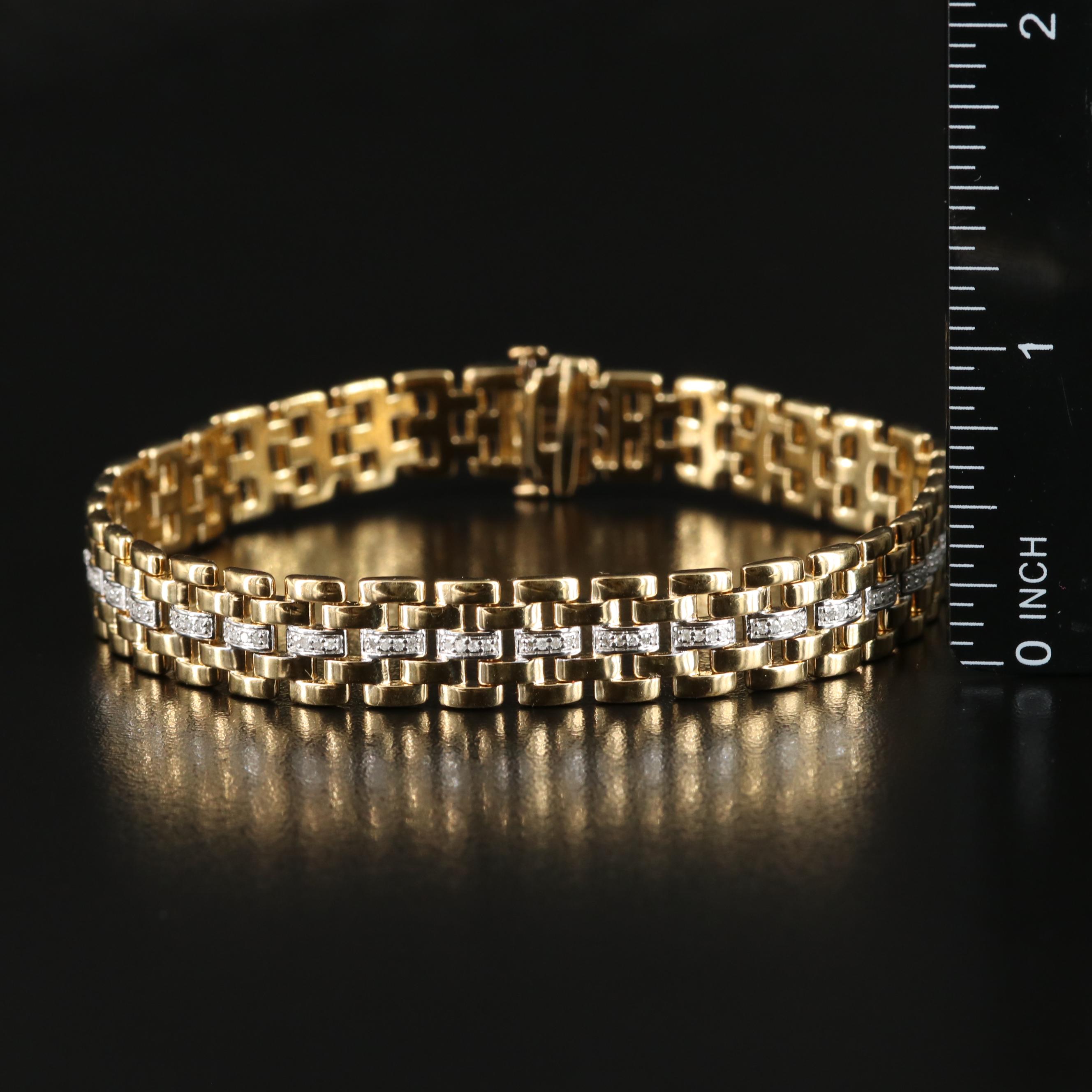 Sterling 0.45 CTW Diamond Panther Link Bracelet