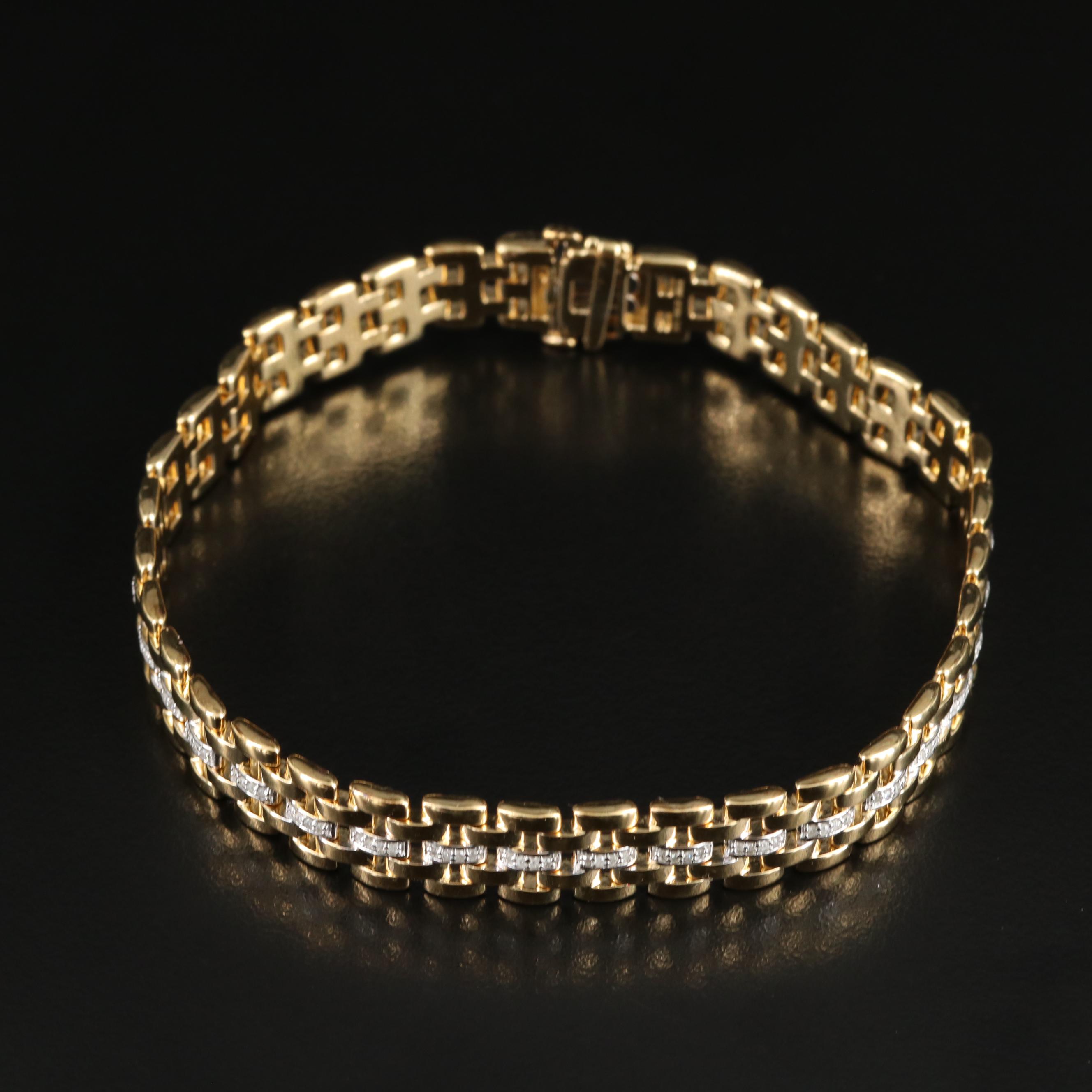 Sterling 0.45 CTW Diamond Panther Link Bracelet