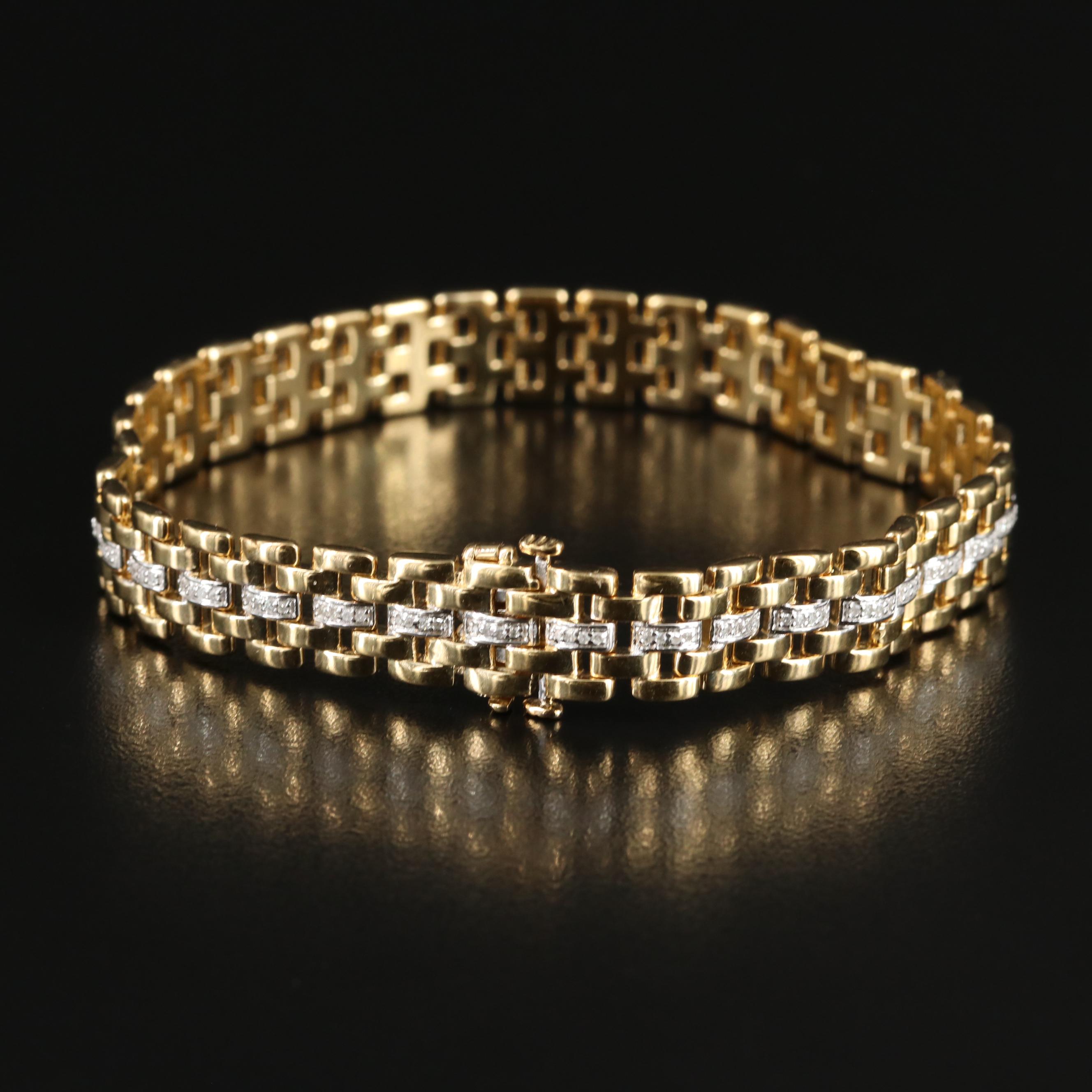 Sterling 0.45 CTW Diamond Panther Link Bracelet