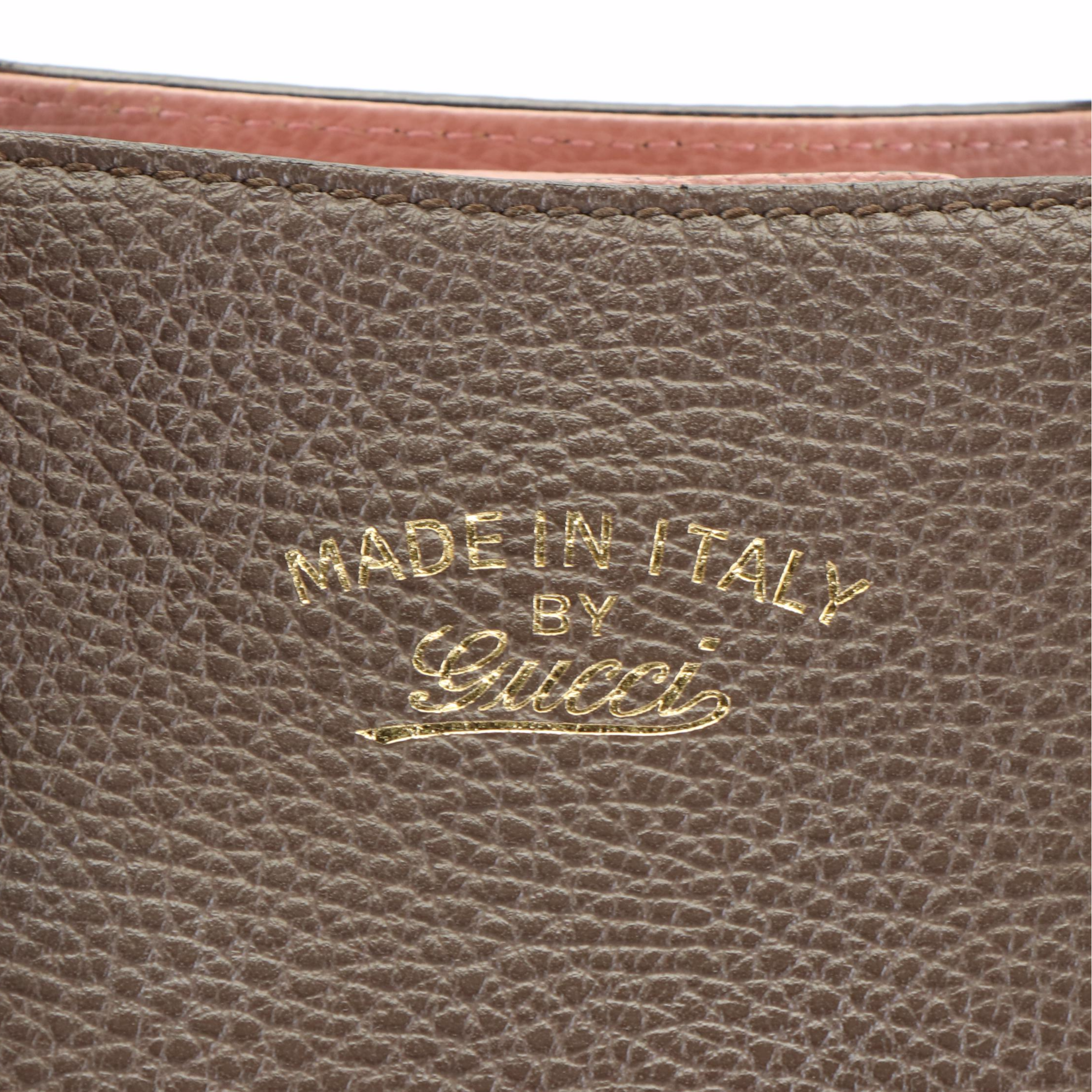 Gucci Swing Tote in Brown Grained Leather