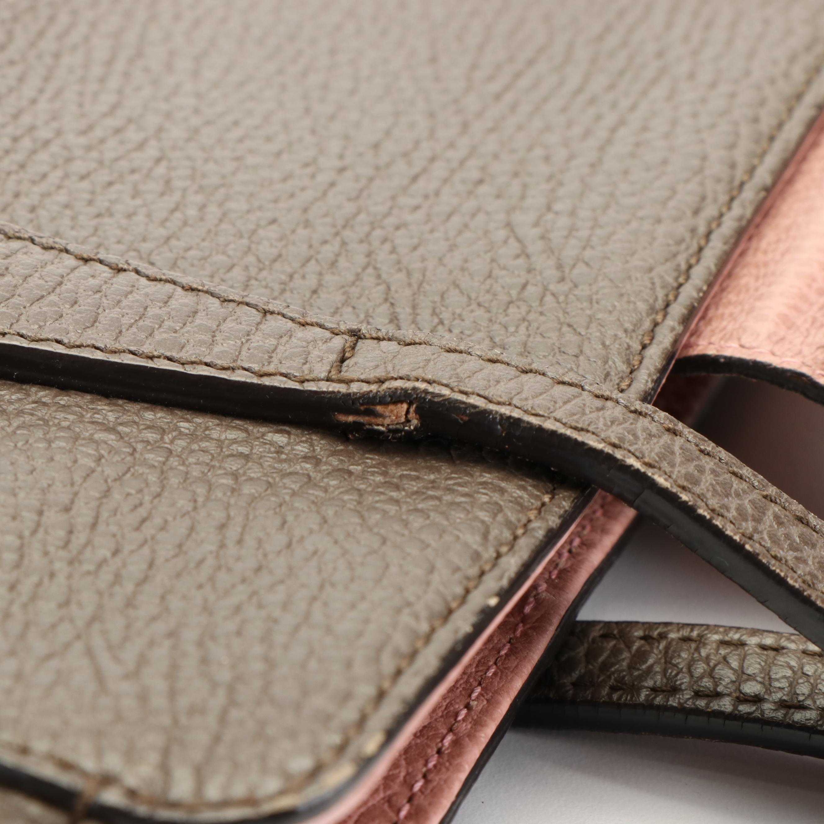 Gucci Swing Tote in Brown Grained Leather