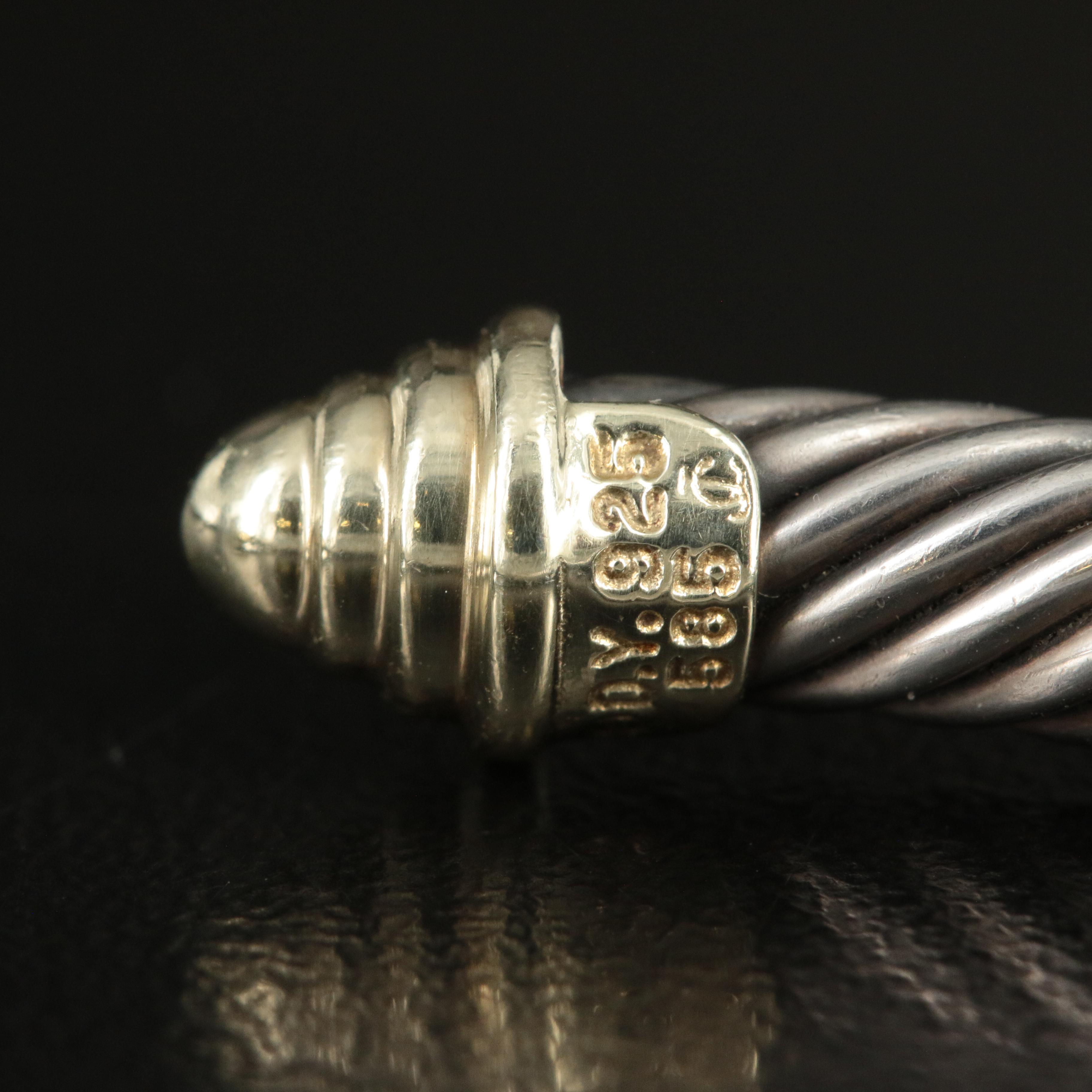 David Yurman Sterling 'Classic Cable' Cuff with 14K Terminals