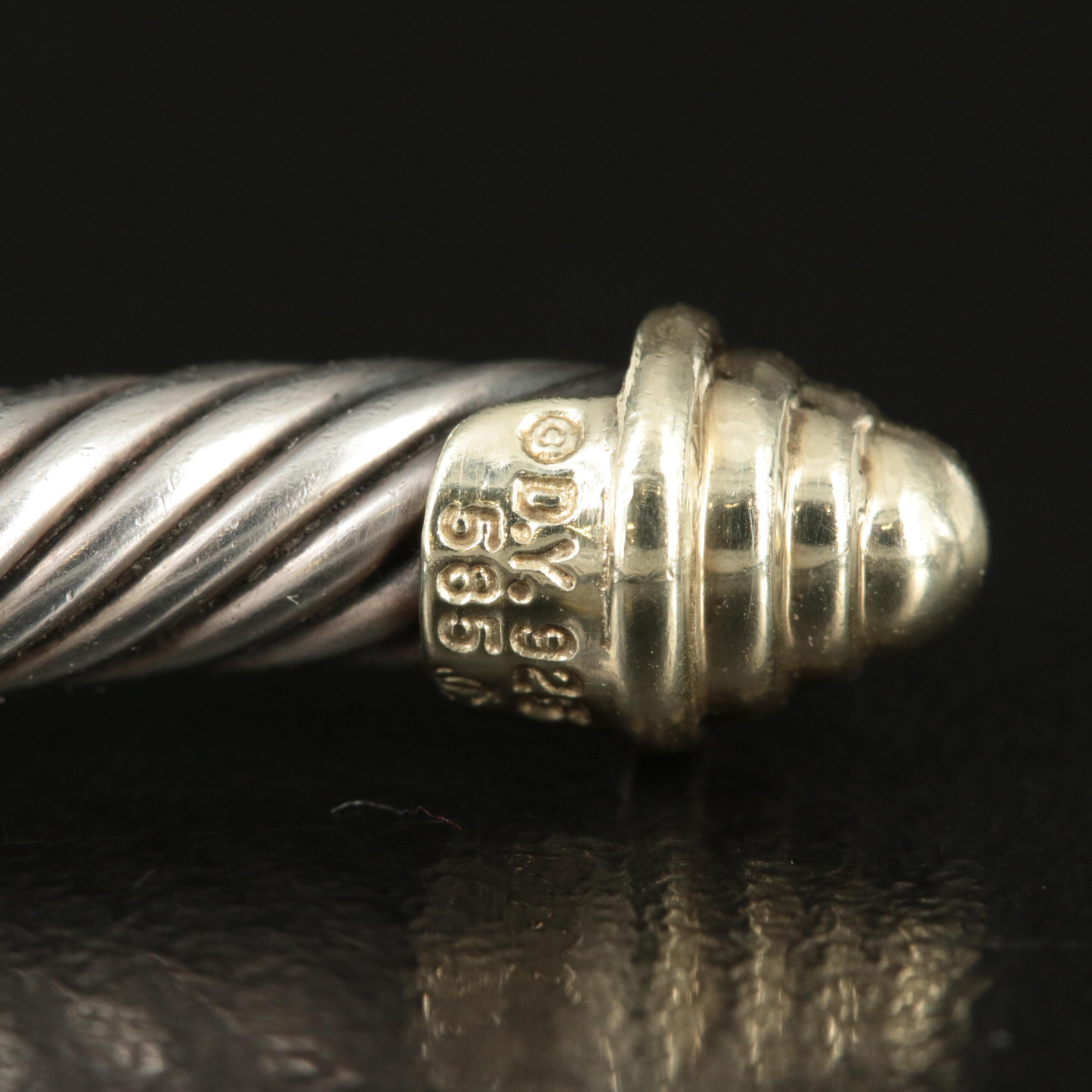 David Yurman Sterling 'Classic Cable' Cuff with 14K Terminals