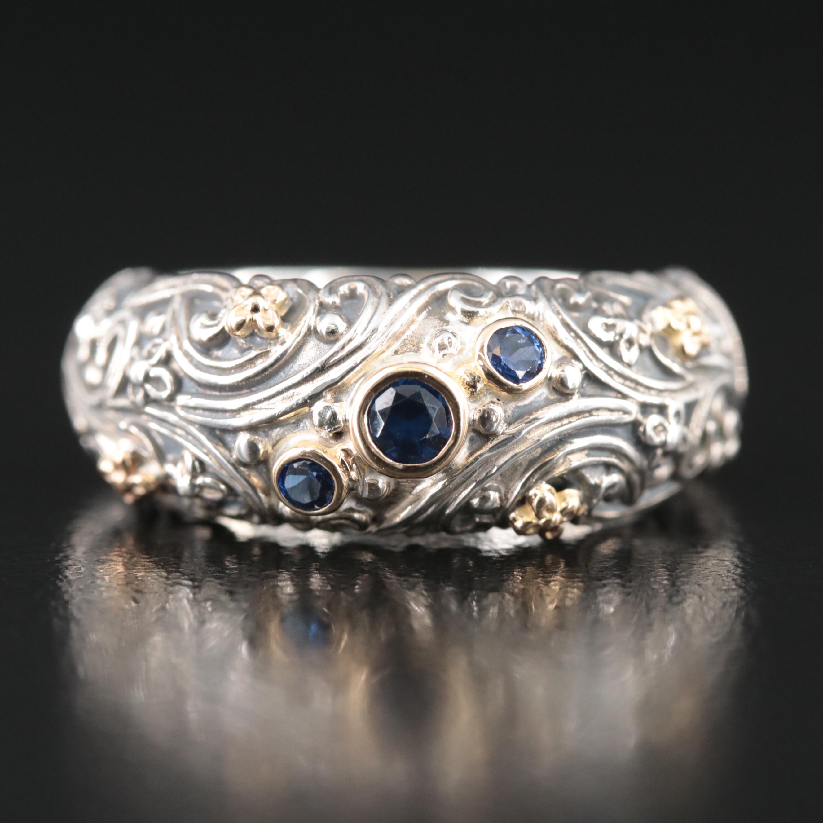 Sterling Glass Ring with 18K Accents