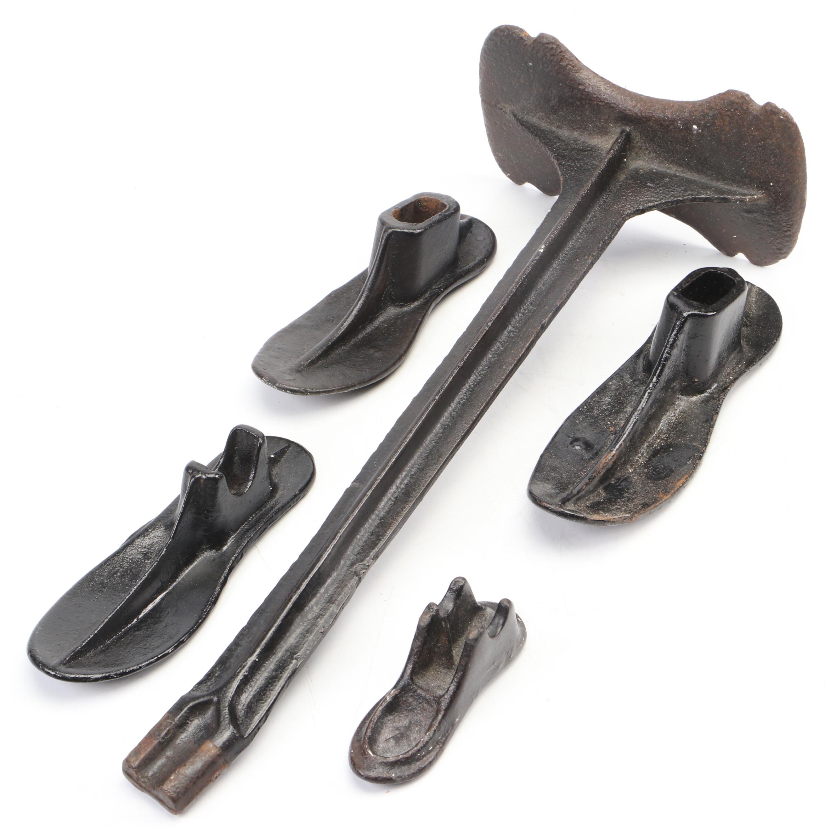 Cast Iron Cobbler's Anvil and Shoe Forms, Late 19th-Early 20th Century