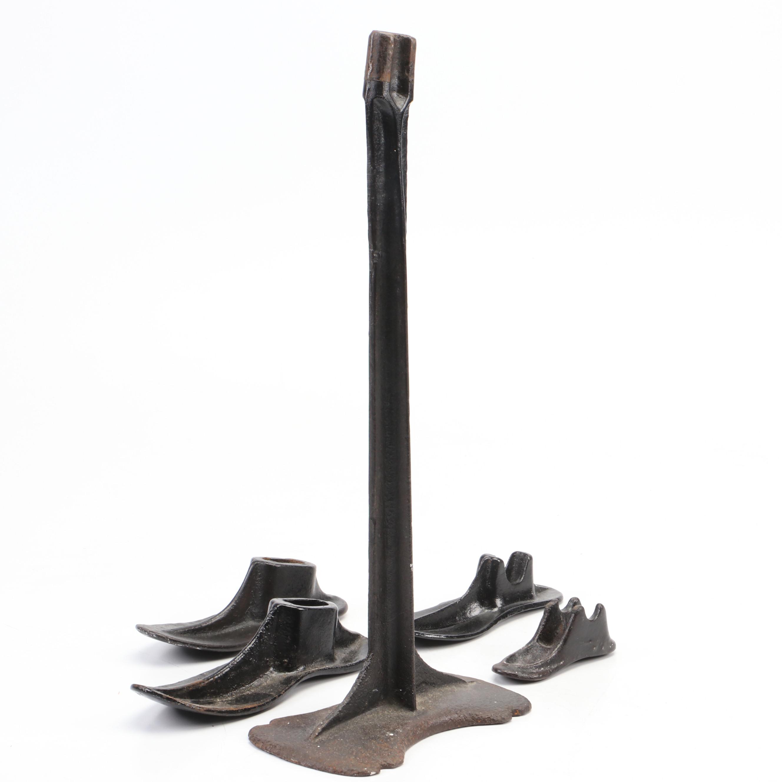 Cast Iron Cobbler's Anvil and Shoe Forms, Late 19th-Early 20th Century