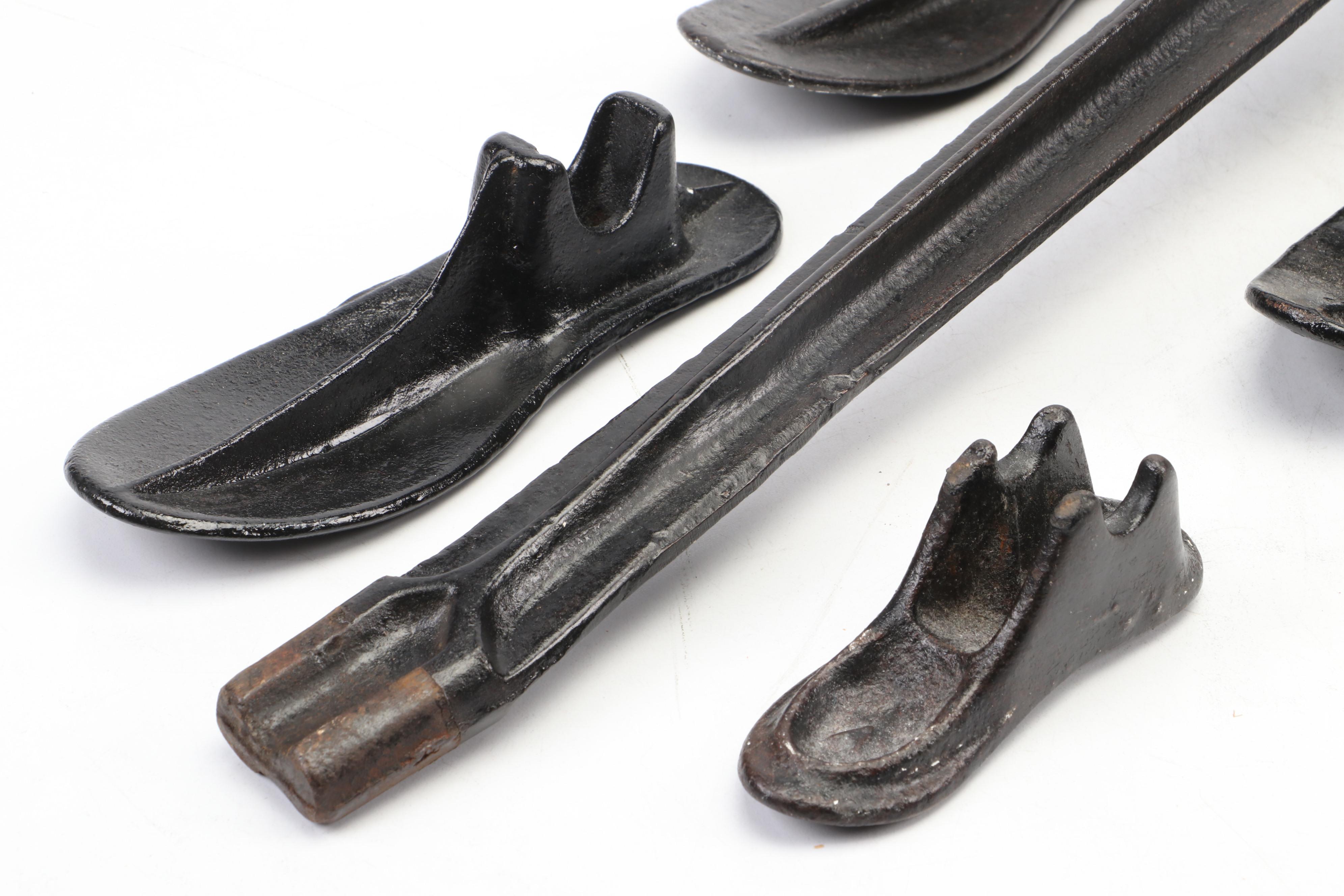Cast Iron Cobbler's Anvil and Shoe Forms, Late 19th-Early 20th Century