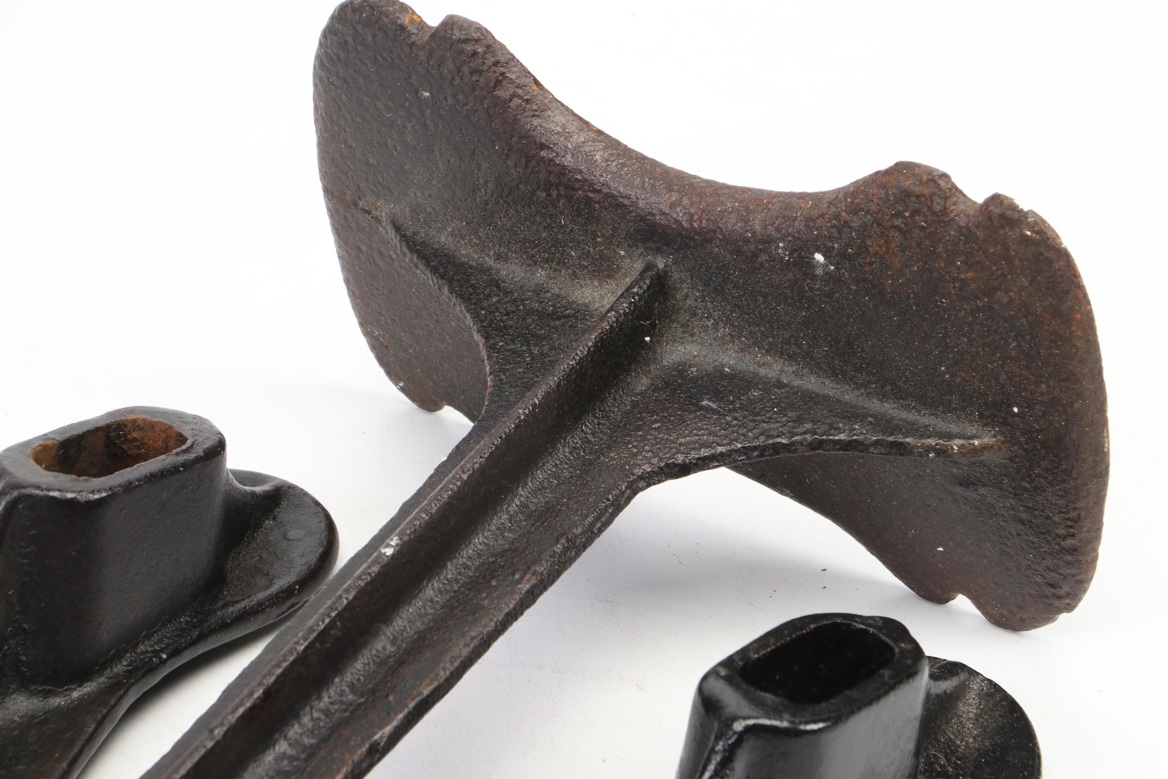 Cast Iron Cobbler's Anvil and Shoe Forms, Late 19th-Early 20th Century