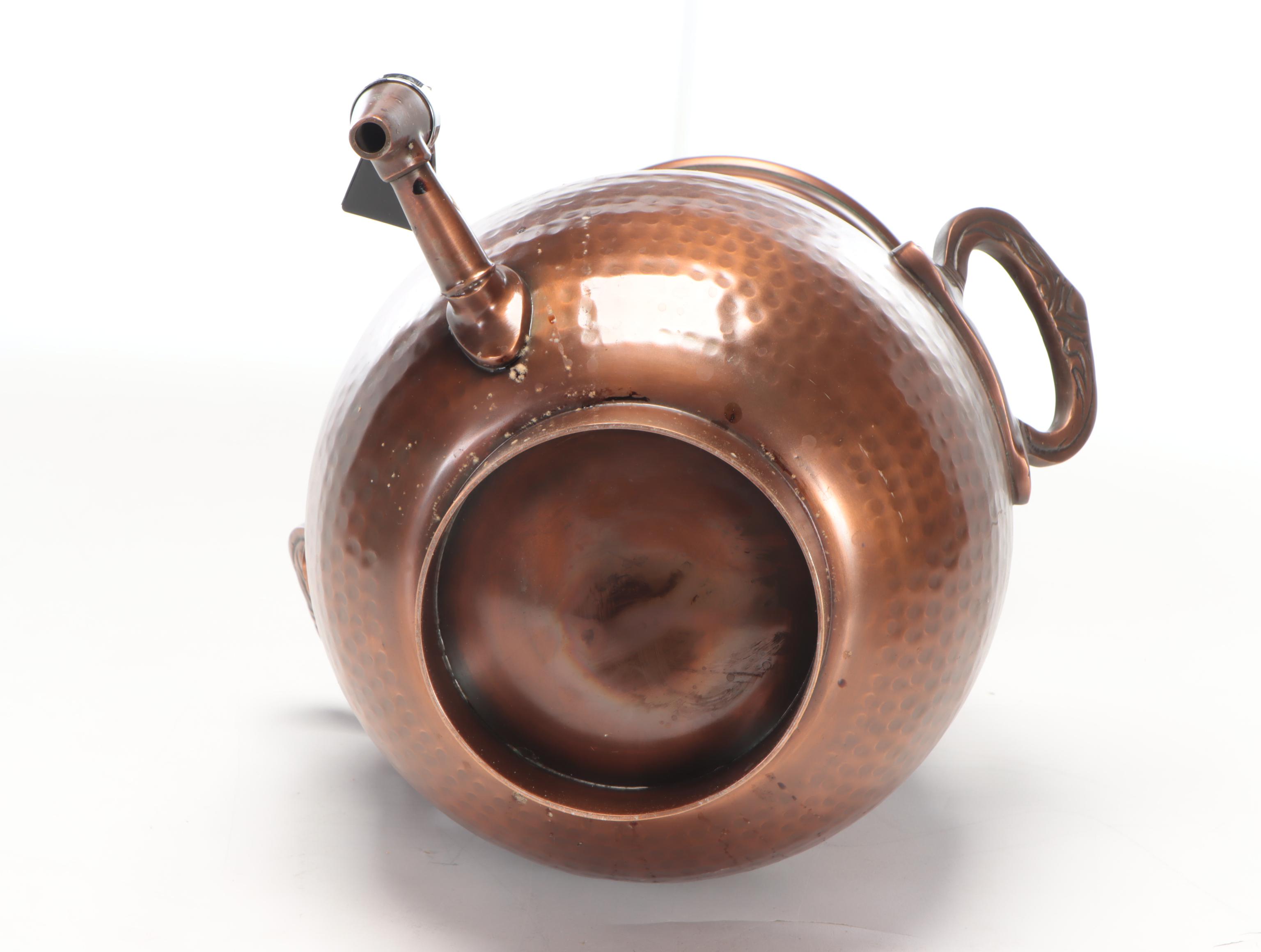 Hammered Copper Serving Dishes and Drink Dispenser