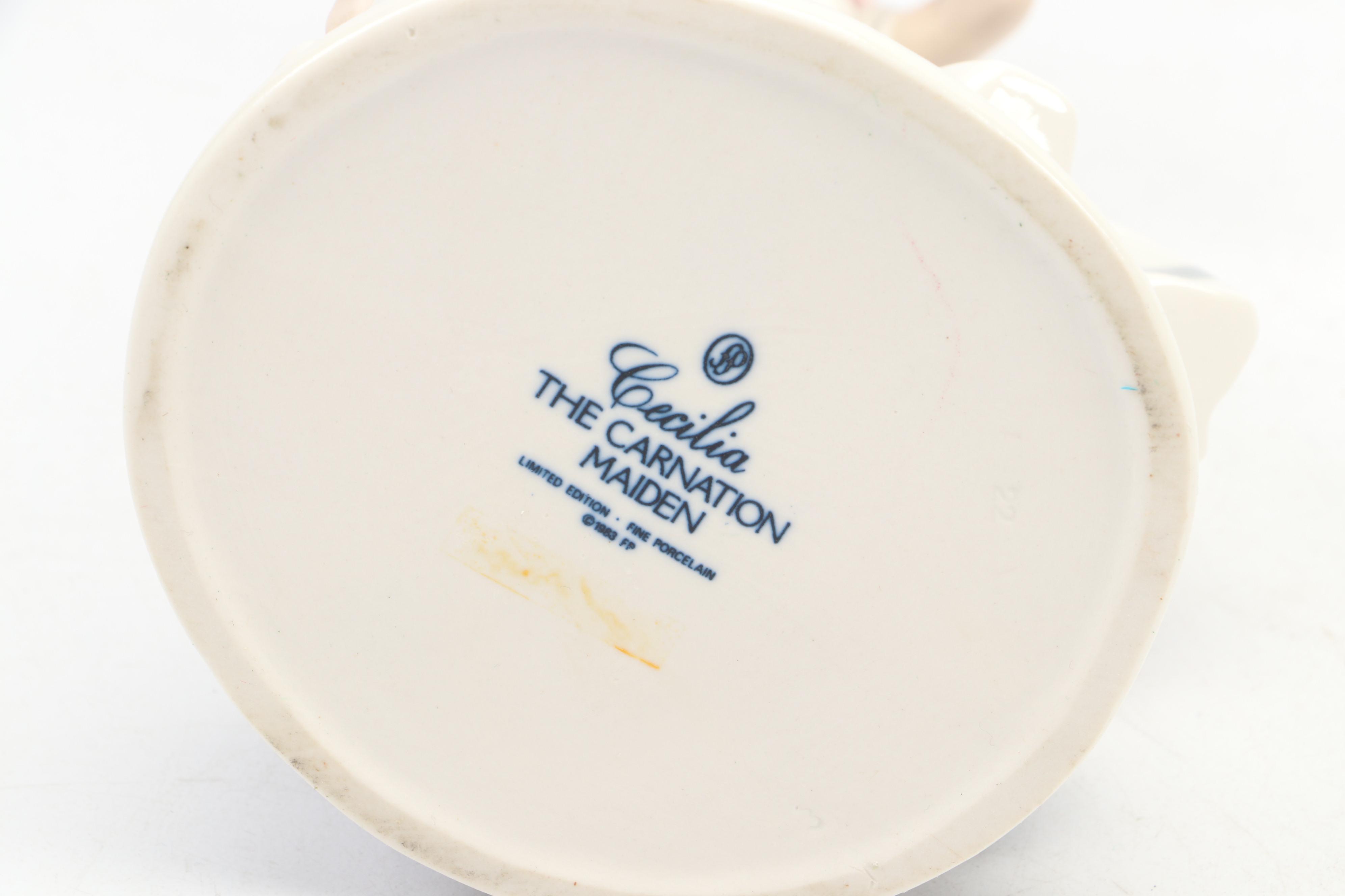 Franklin Mint Limited Edition "Cecilia the Carnation Maiden" Porcelain Figurine