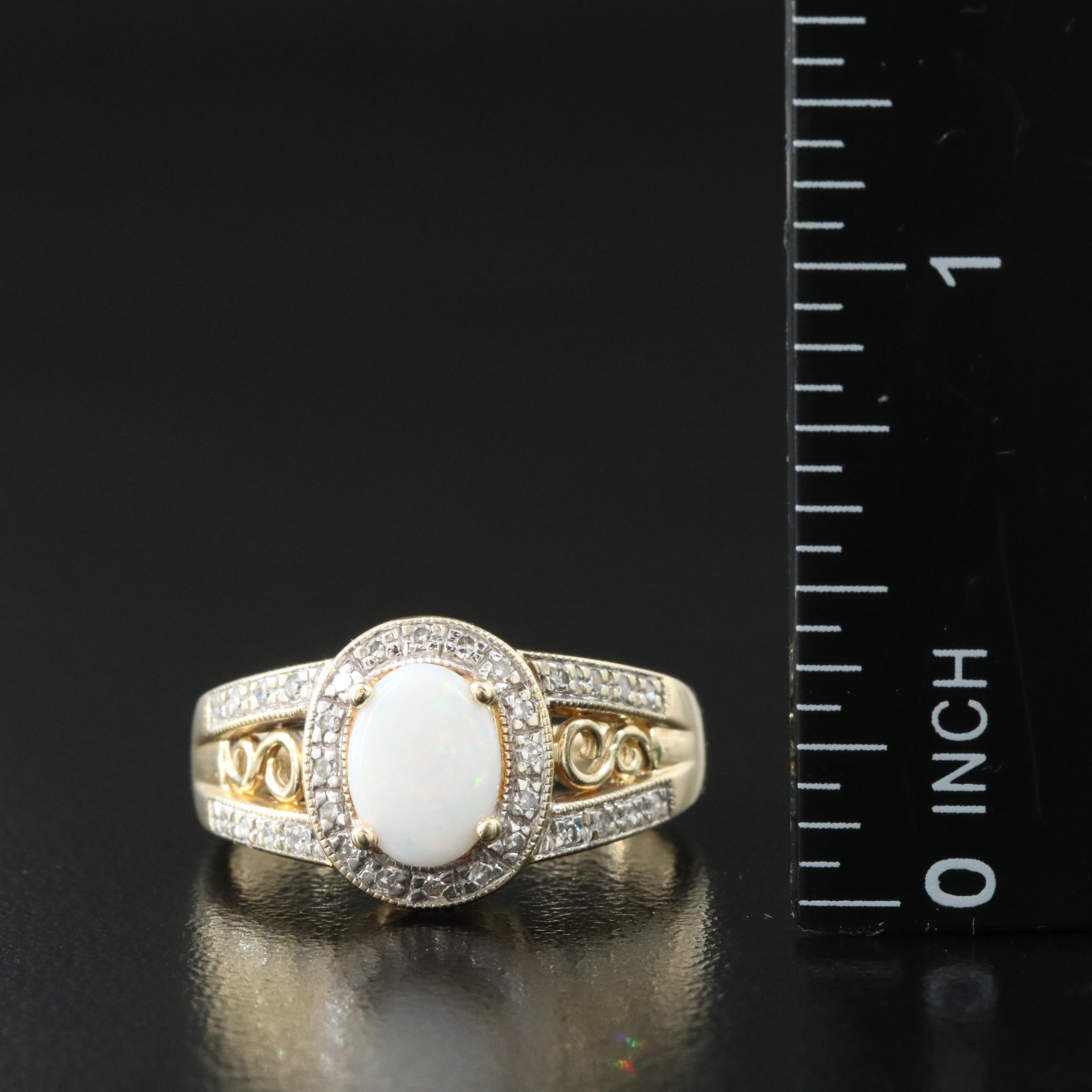 14K Opal and Diamond Ring