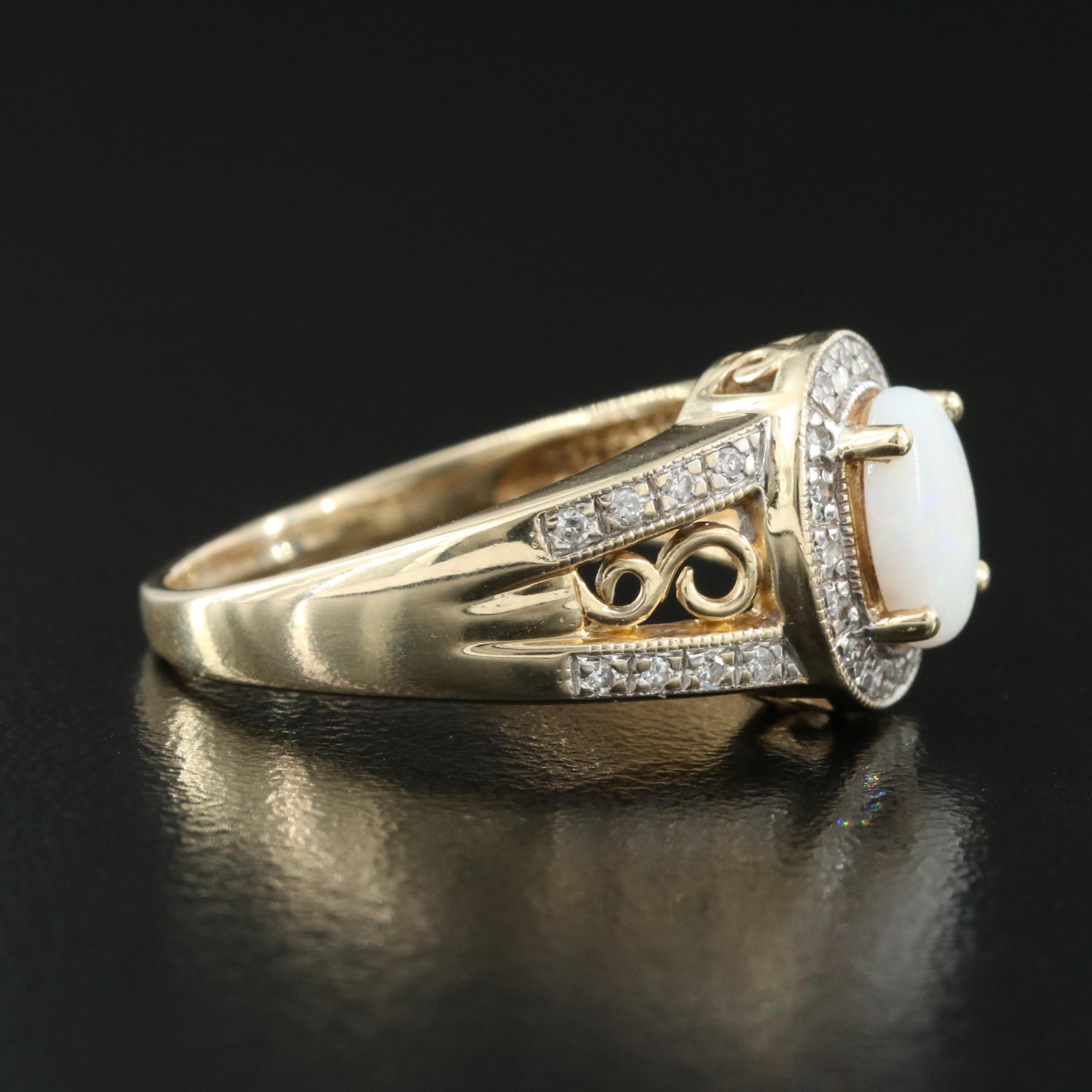 14K Opal and Diamond Ring