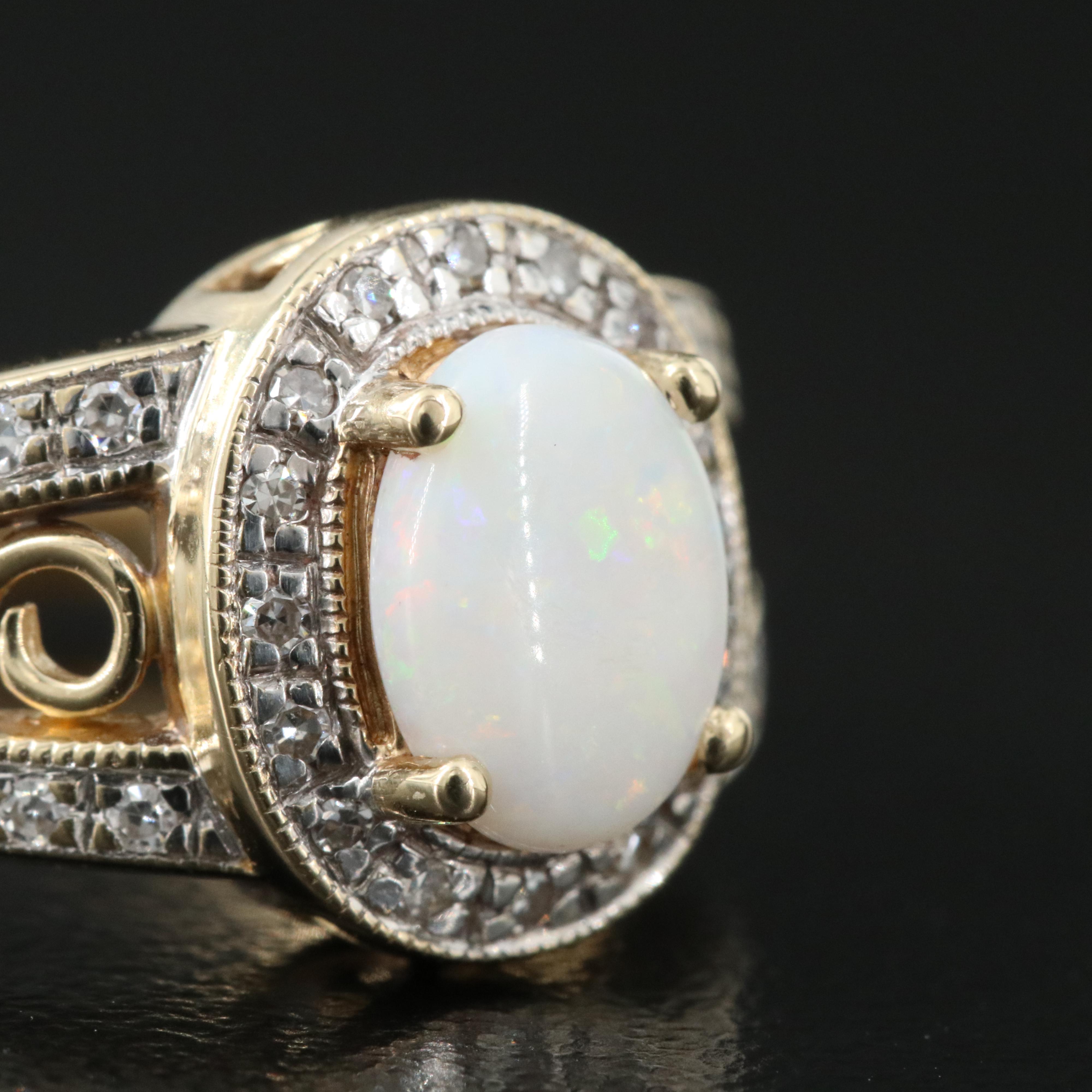 14K Opal and Diamond Ring