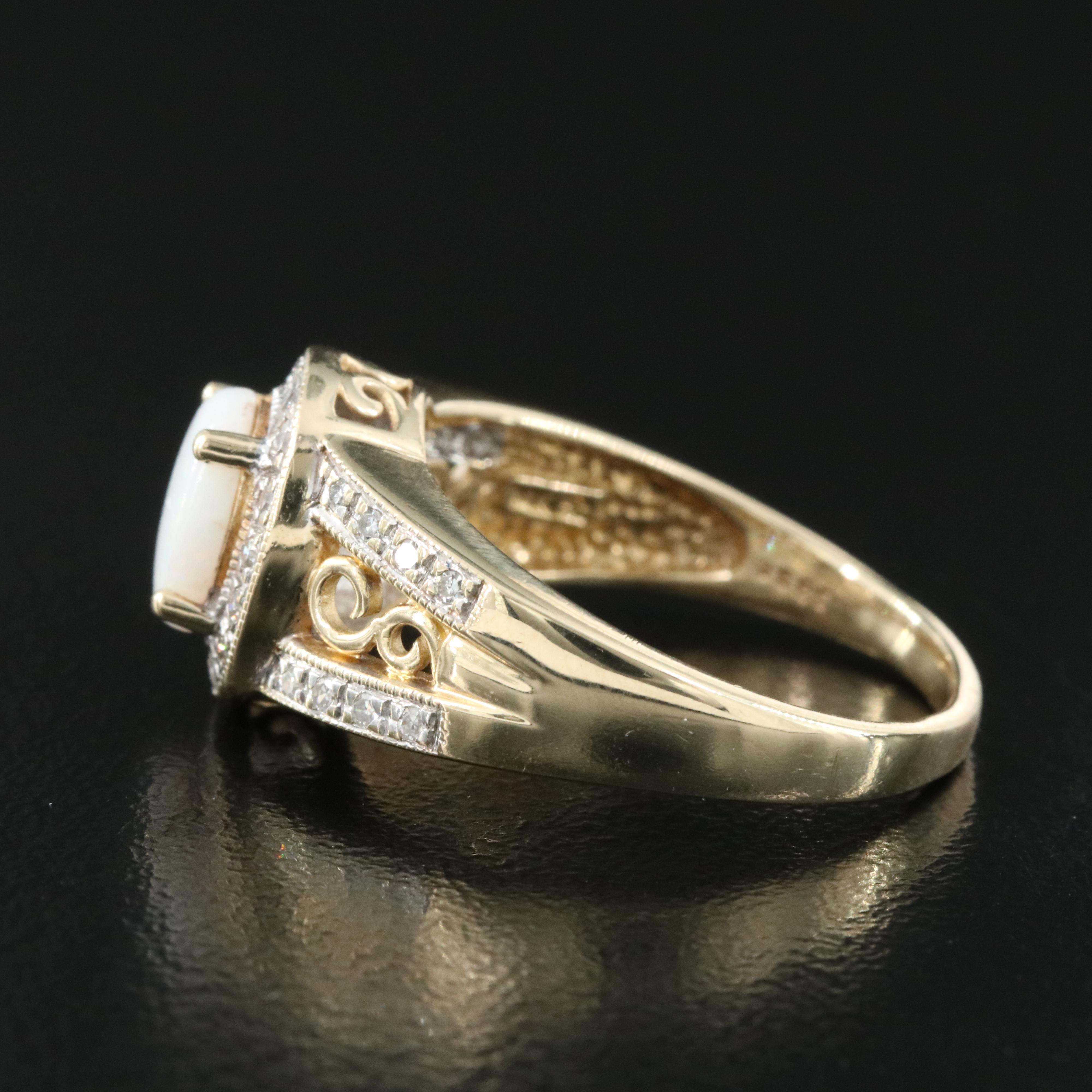14K Opal and Diamond Ring