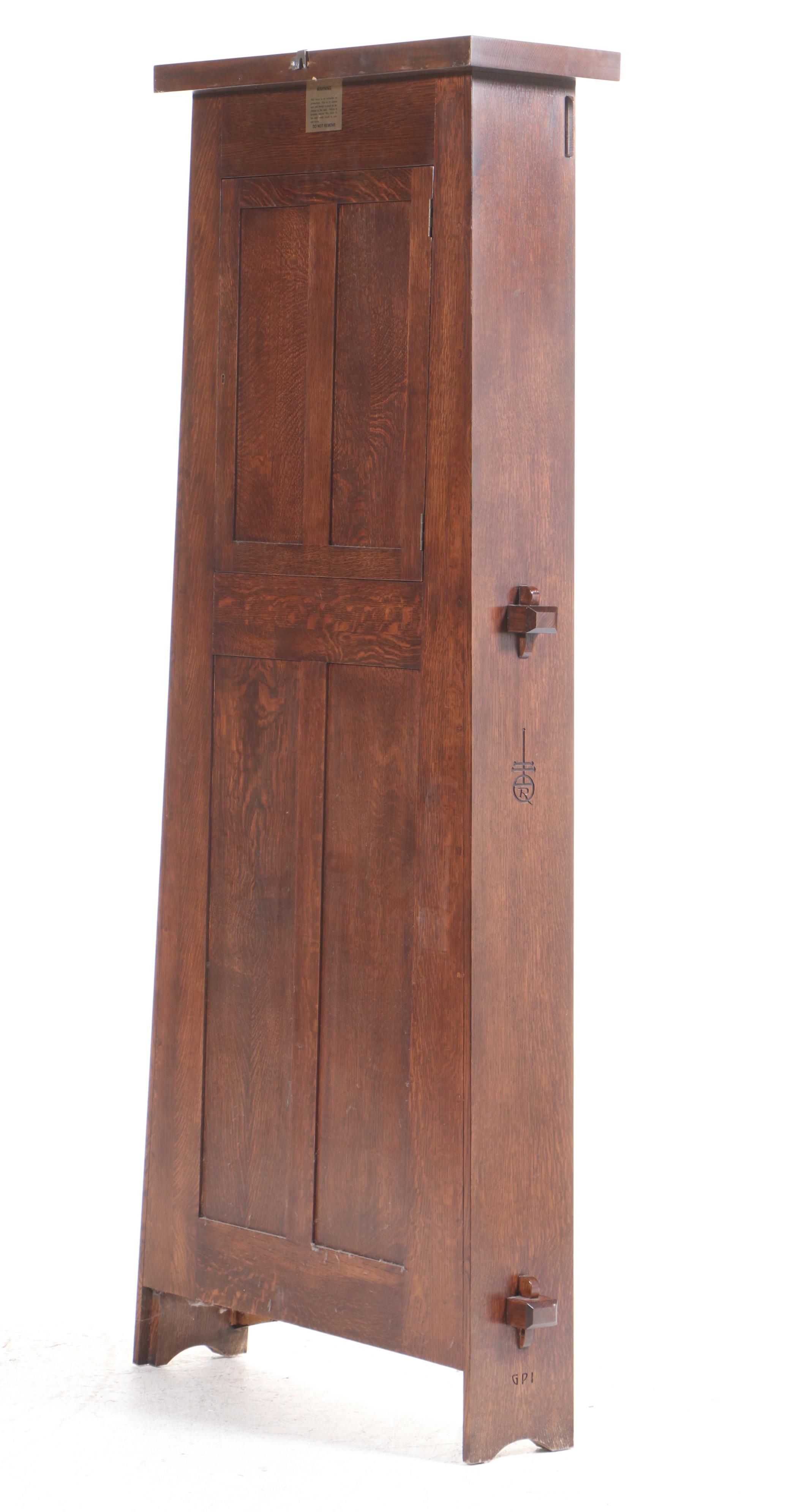 Stickley "Grove Park Inn" Arts and Crafts Style Oak and Copper Hall Clock