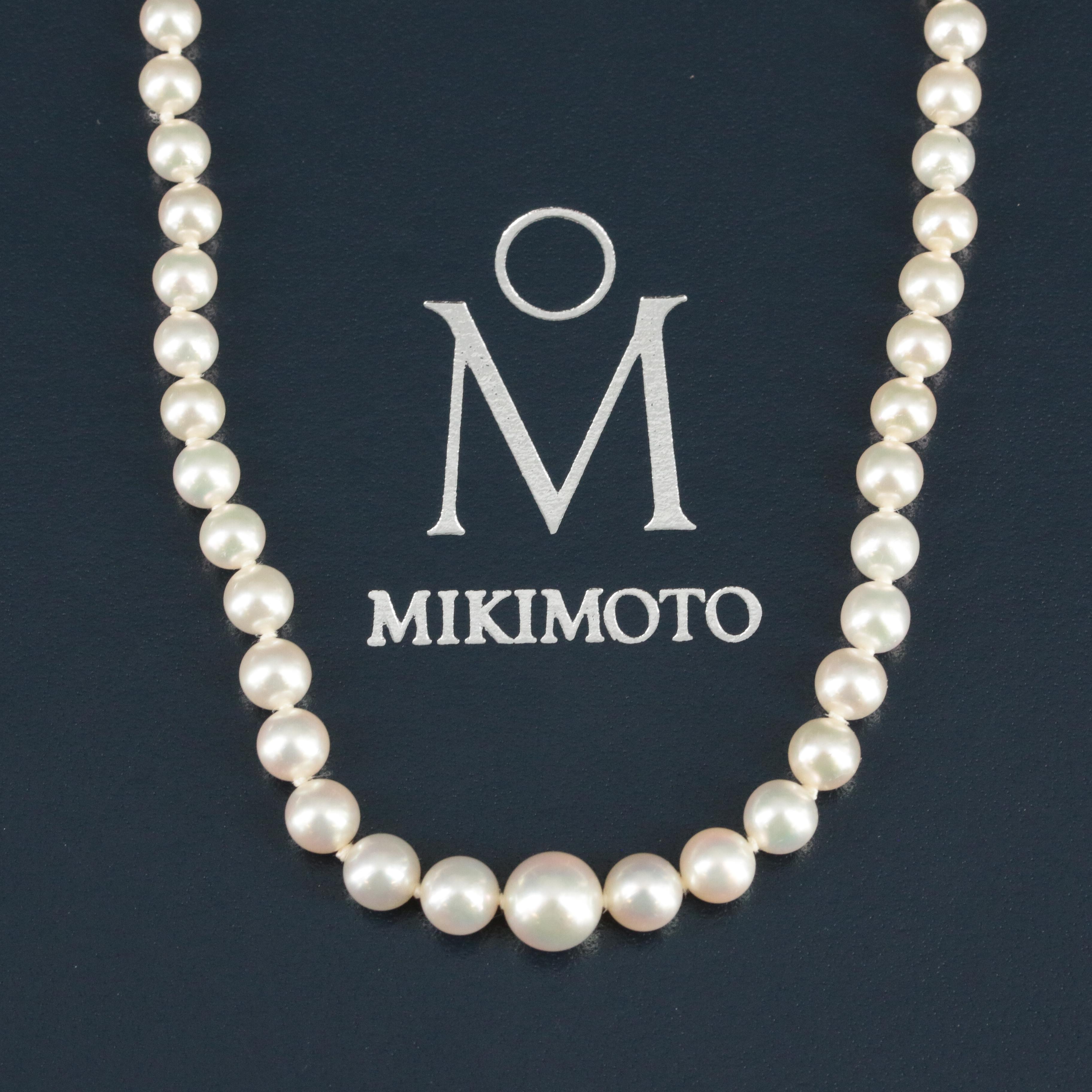 Mikimoto Graduated Pearl Necklace with 18K Clasp