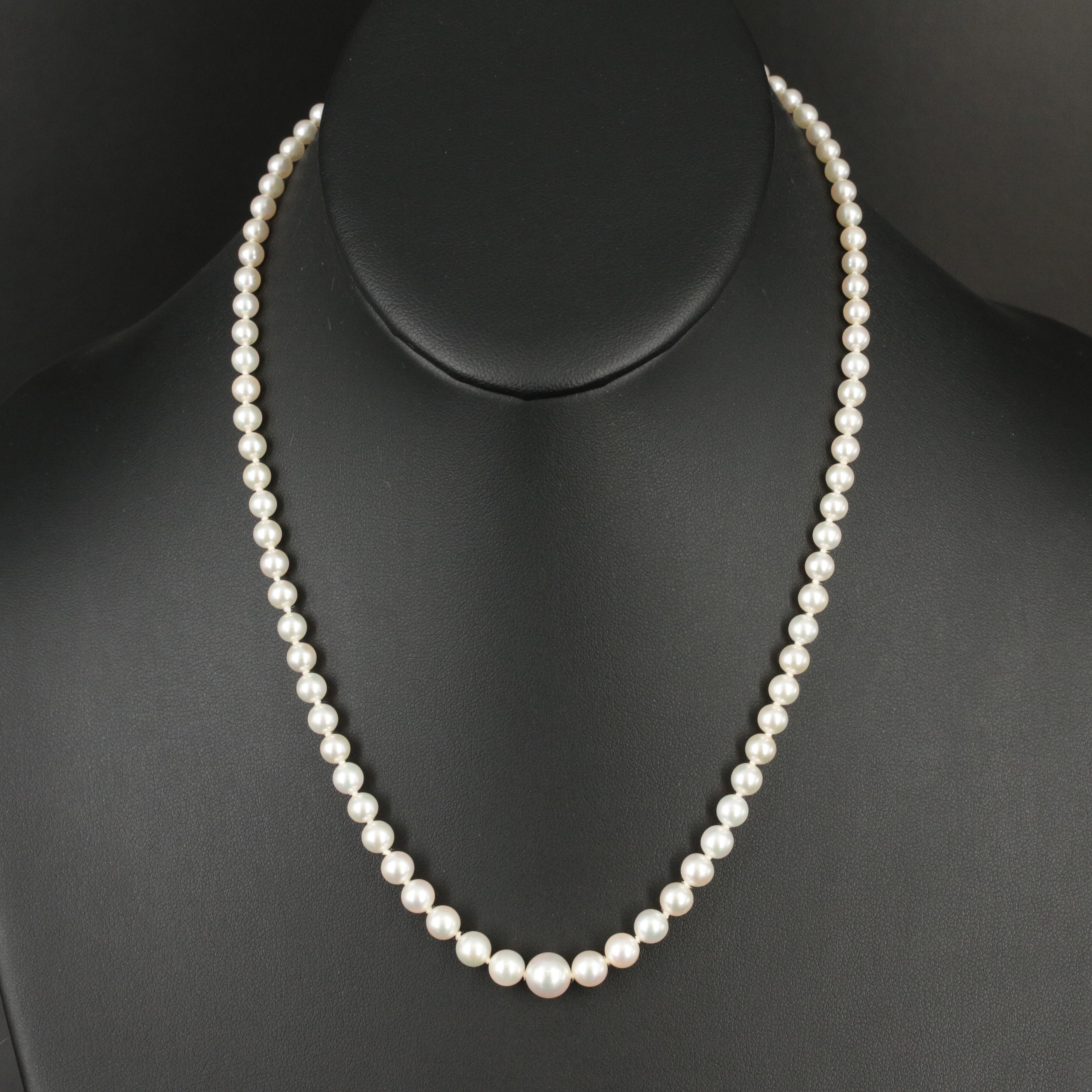 Mikimoto Graduated Pearl Necklace with 18K Clasp