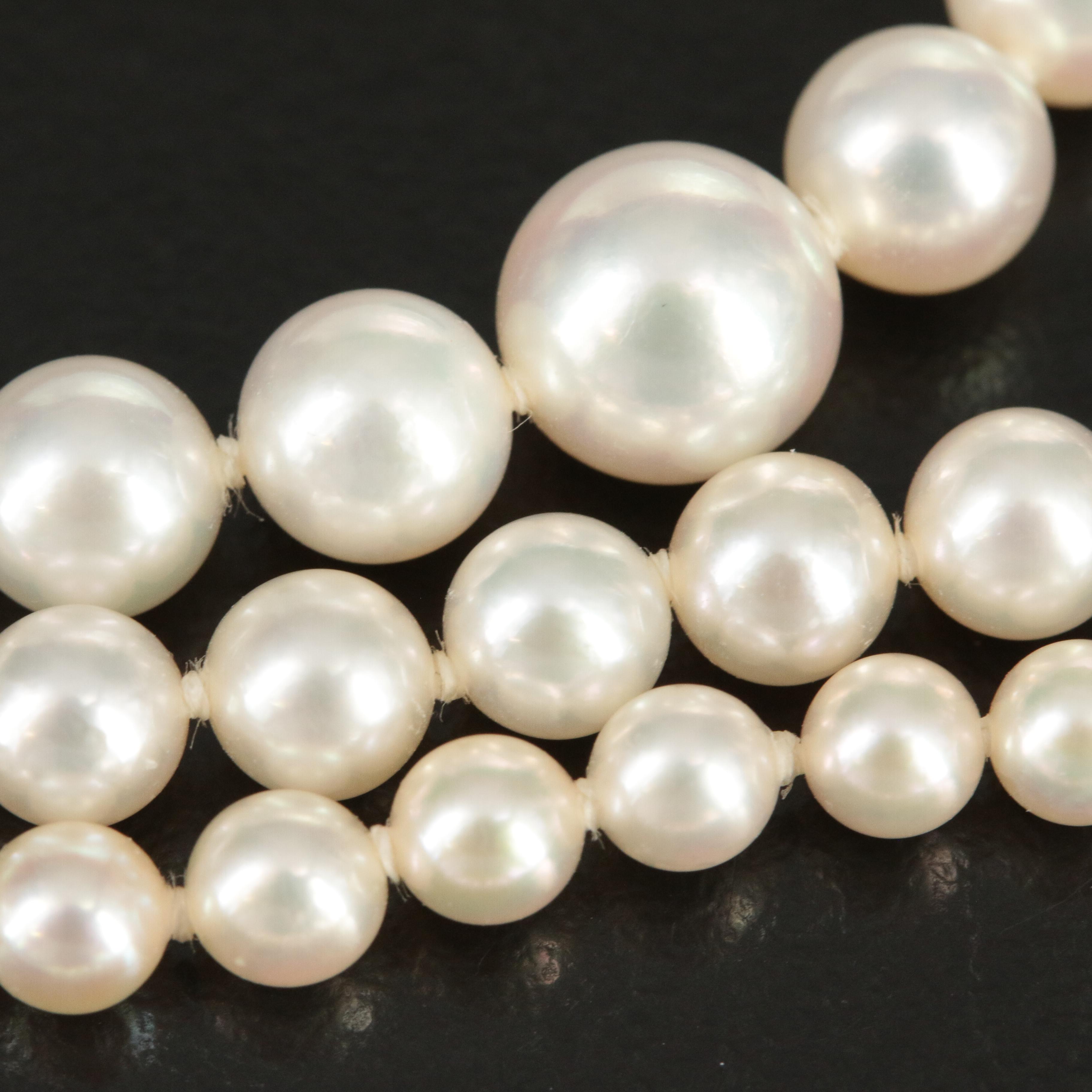 Mikimoto Graduated Pearl Necklace with 18K Clasp