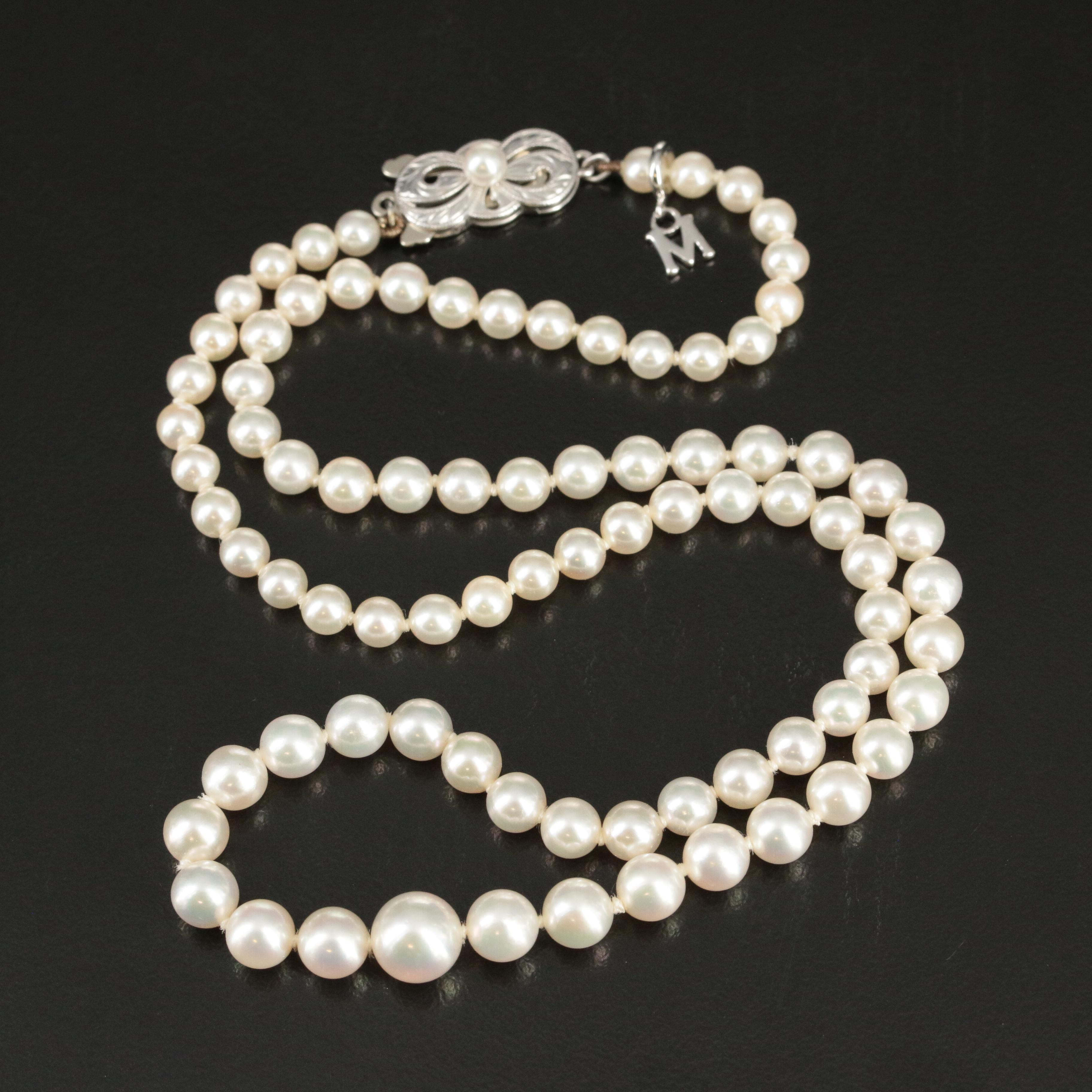 Mikimoto Graduated Pearl Necklace with 18K Clasp