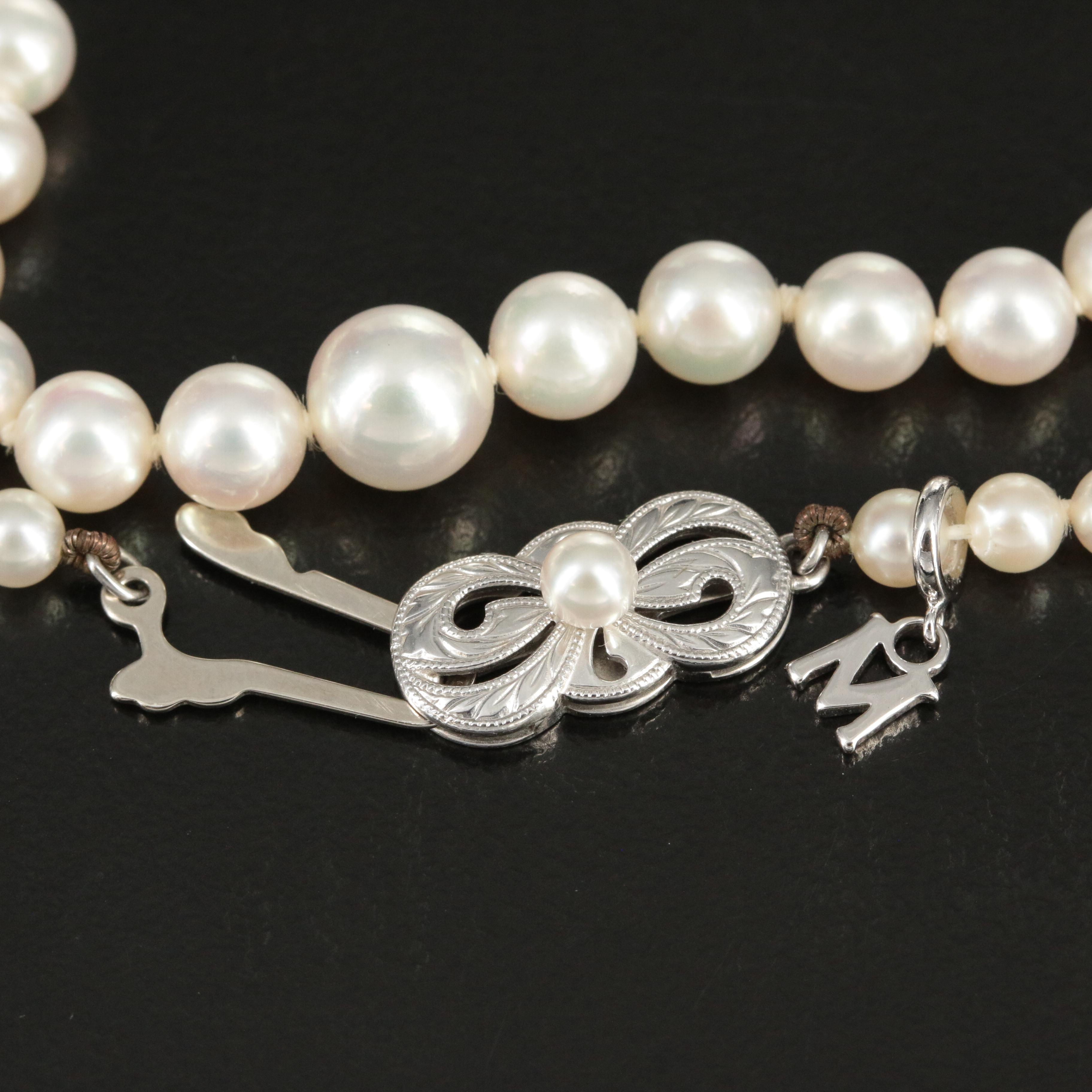 Mikimoto Graduated Pearl Necklace with 18K Clasp