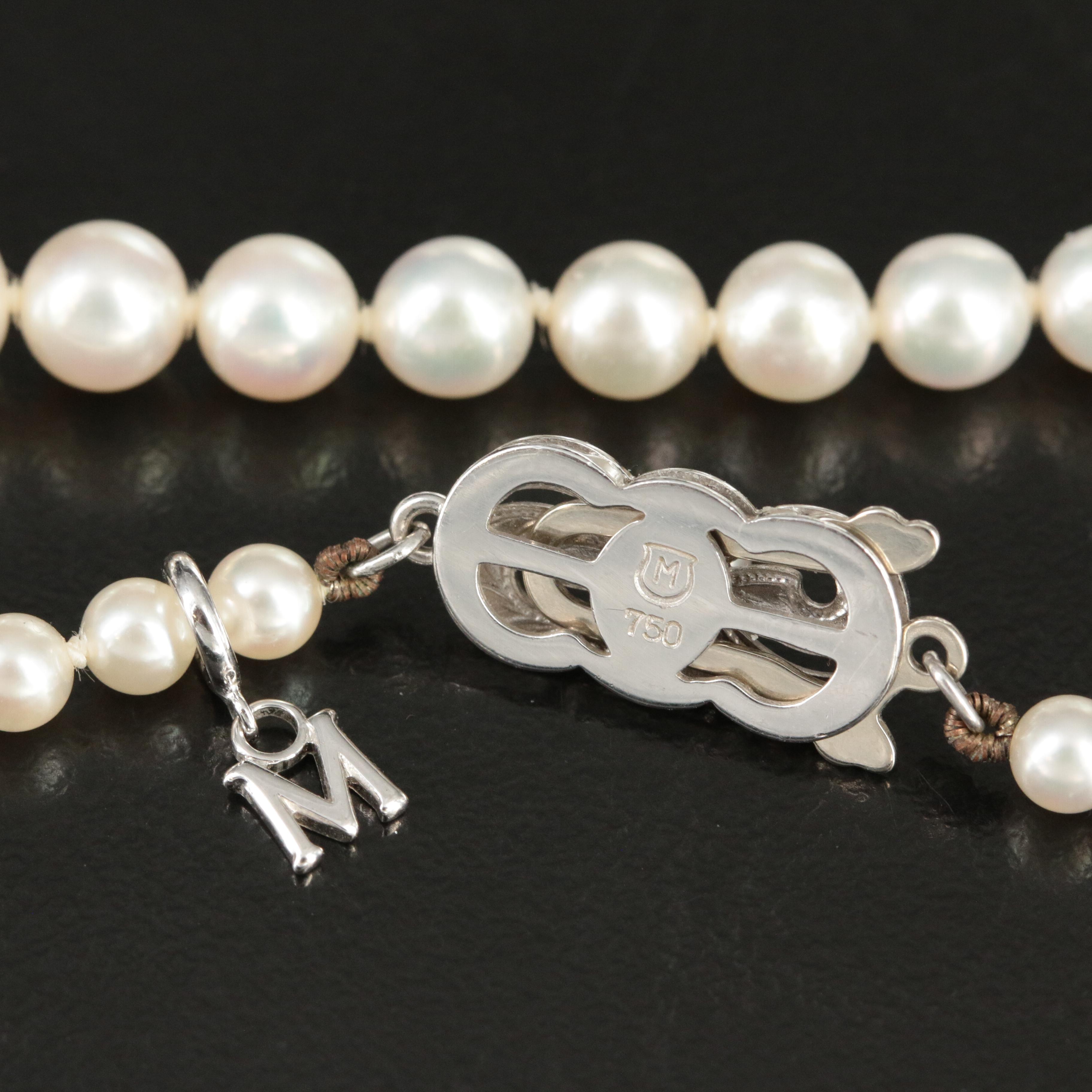 Mikimoto Graduated Pearl Necklace with 18K Clasp