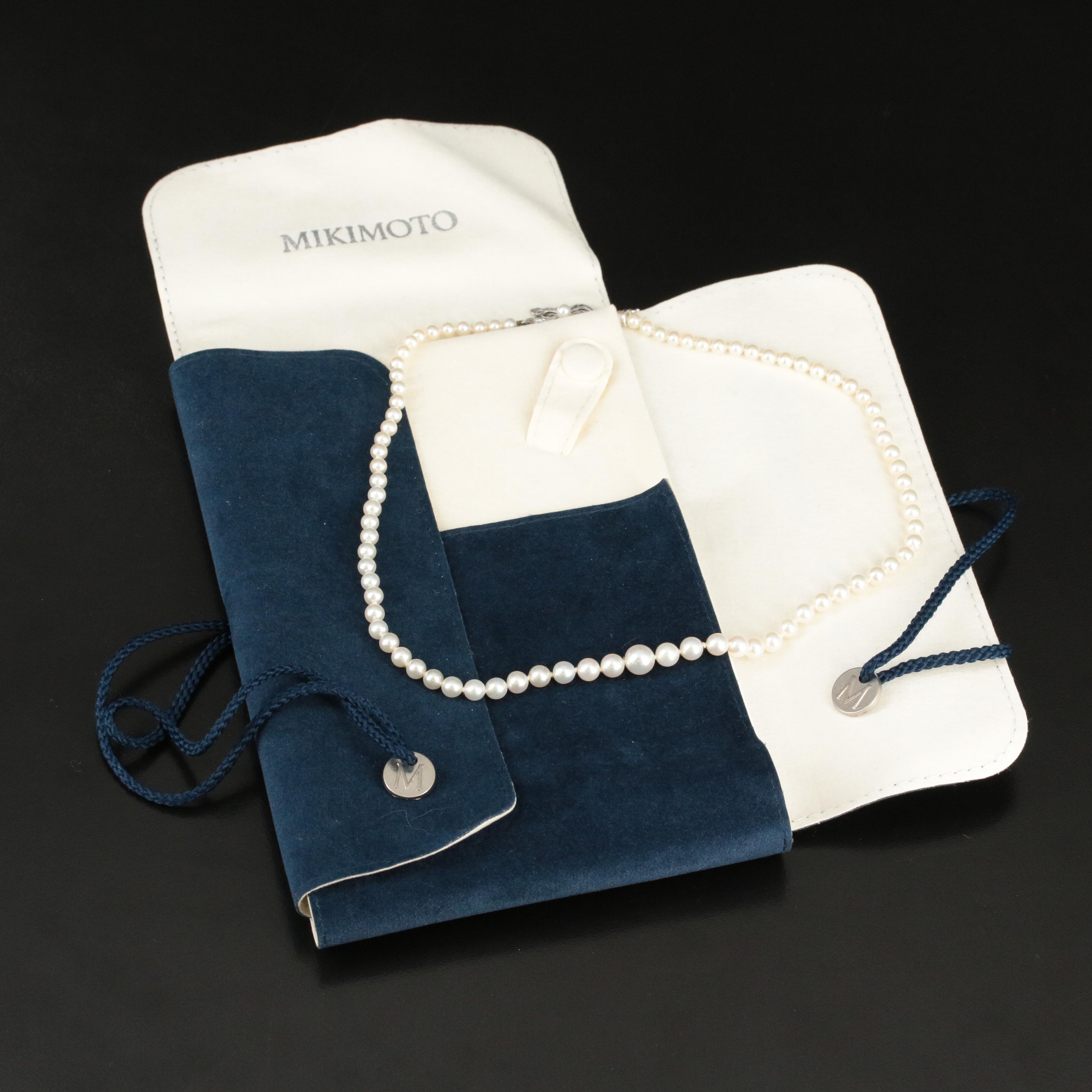 Mikimoto Graduated Pearl Necklace with 18K Clasp