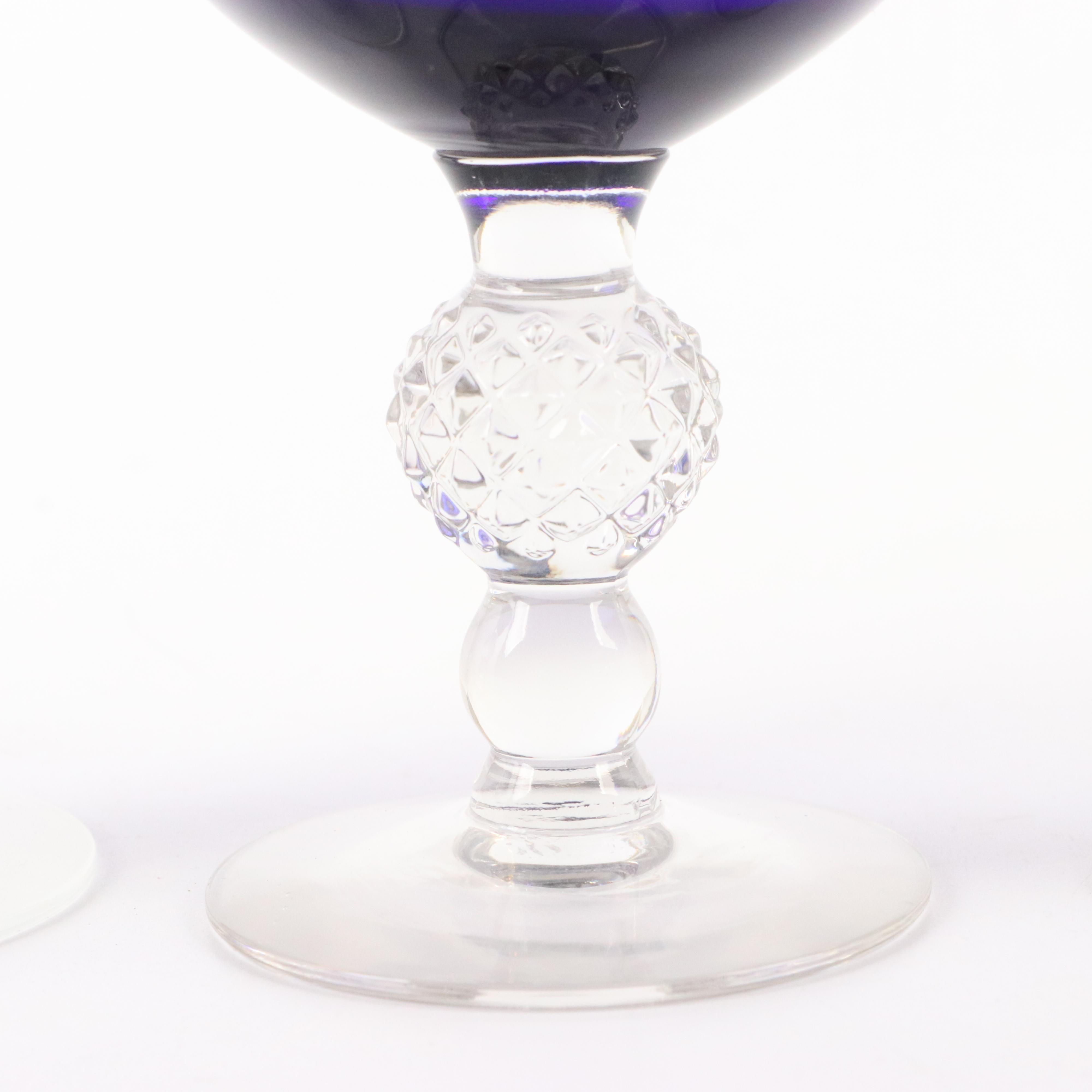 Morgantown "Golf Ball Cobalt Blue" Crystal Stemware