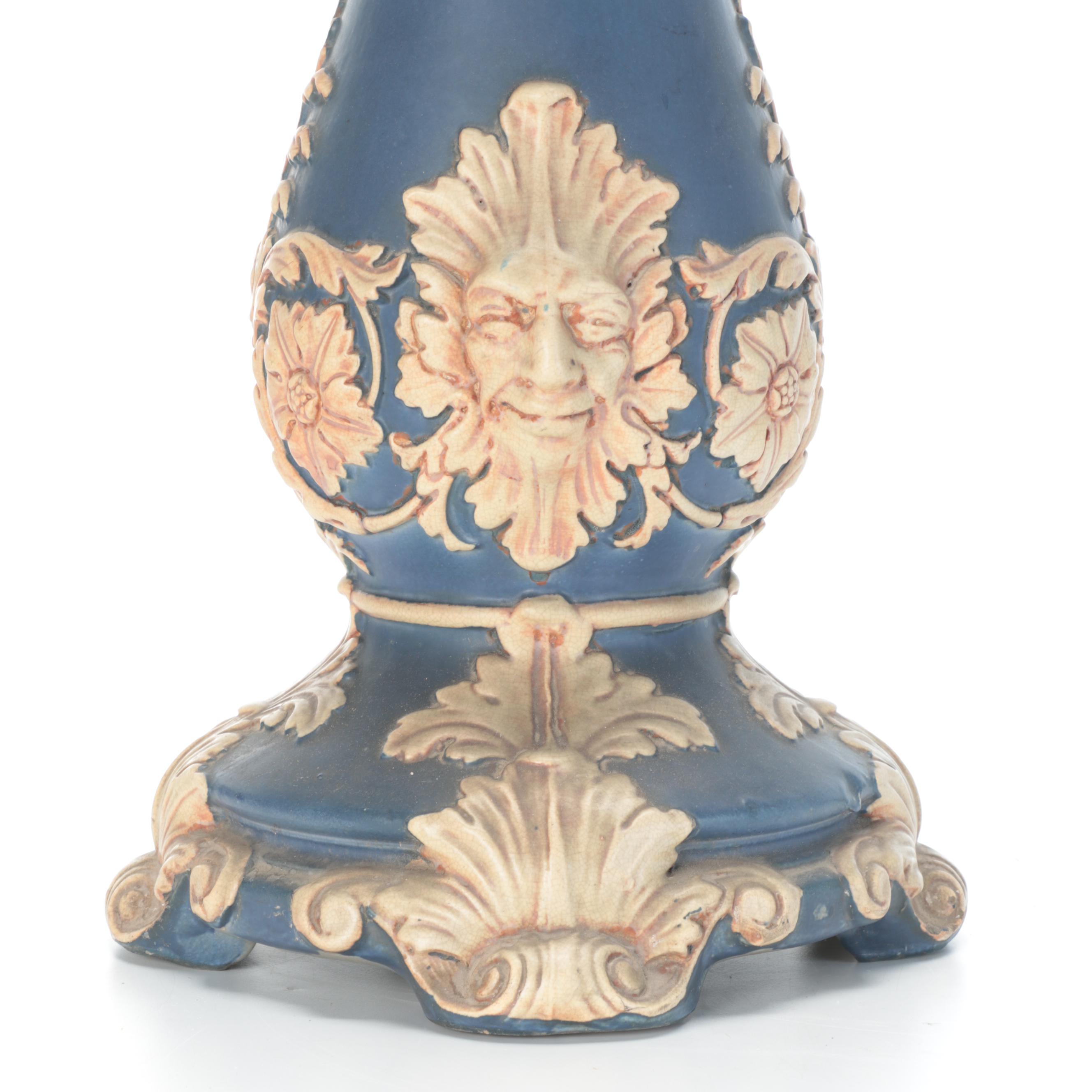 Weller Pottery Flemish Blue Ware Jardinière and Pedestal, Early 20th Century