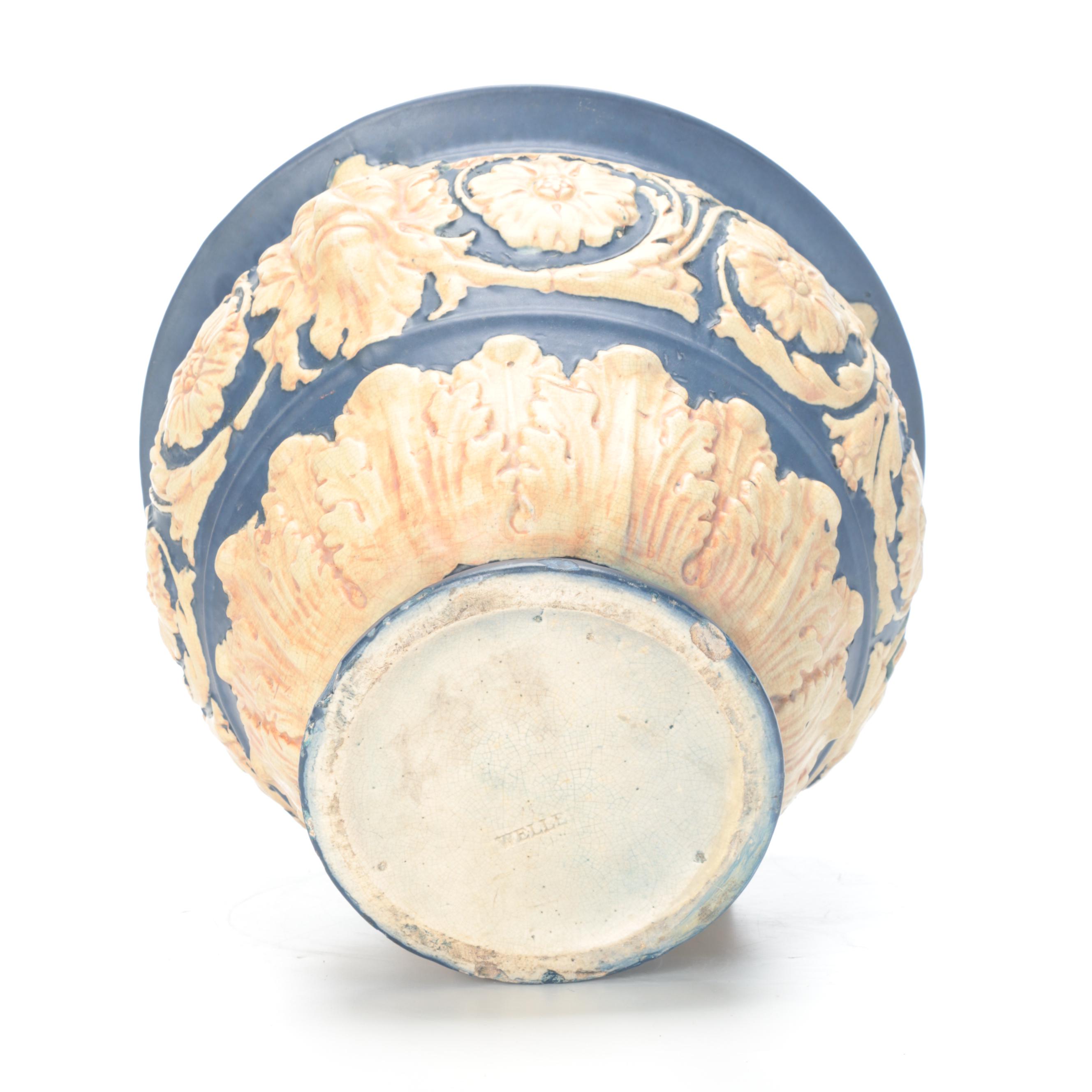Weller Pottery Flemish Blue Ware Jardinière and Pedestal, Early 20th Century