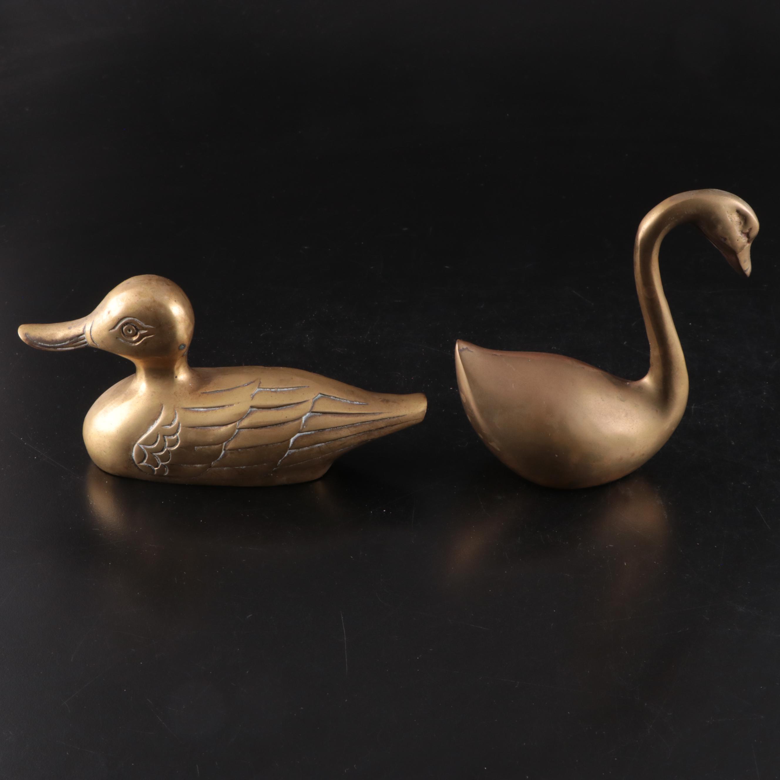 Cast Brass Mouse, Swan, Ibex, Moose and More Figurines