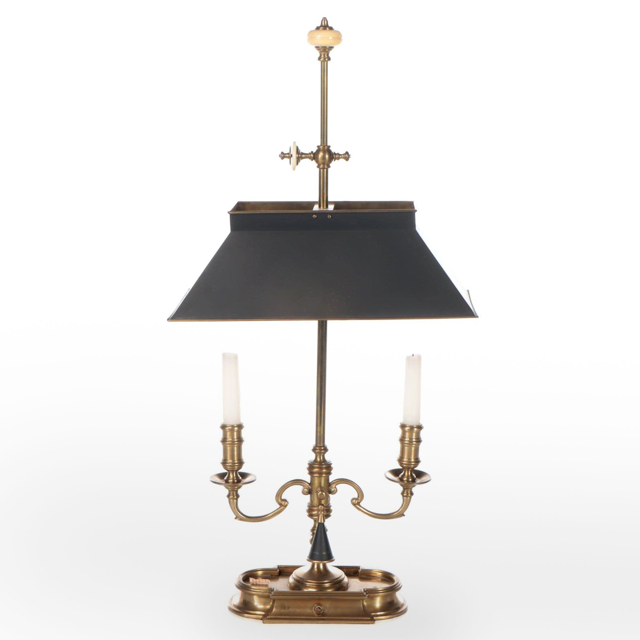 Chapman Neoclassical French Bouillotte Table Lamp With Black Metal Shade, 1972