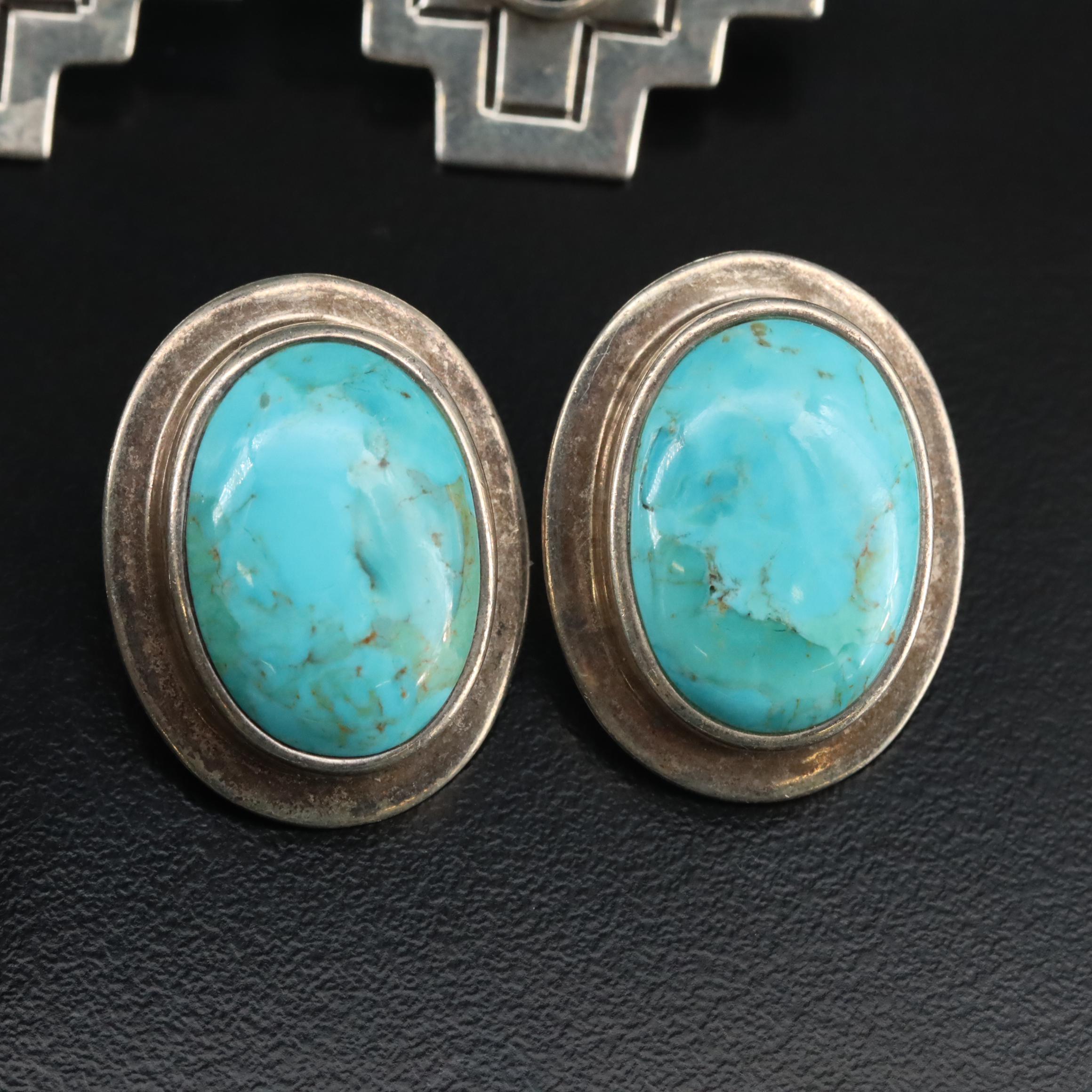 Southwestern Sterling Earrings with Turquoise, Malachite and Faux Turquoise