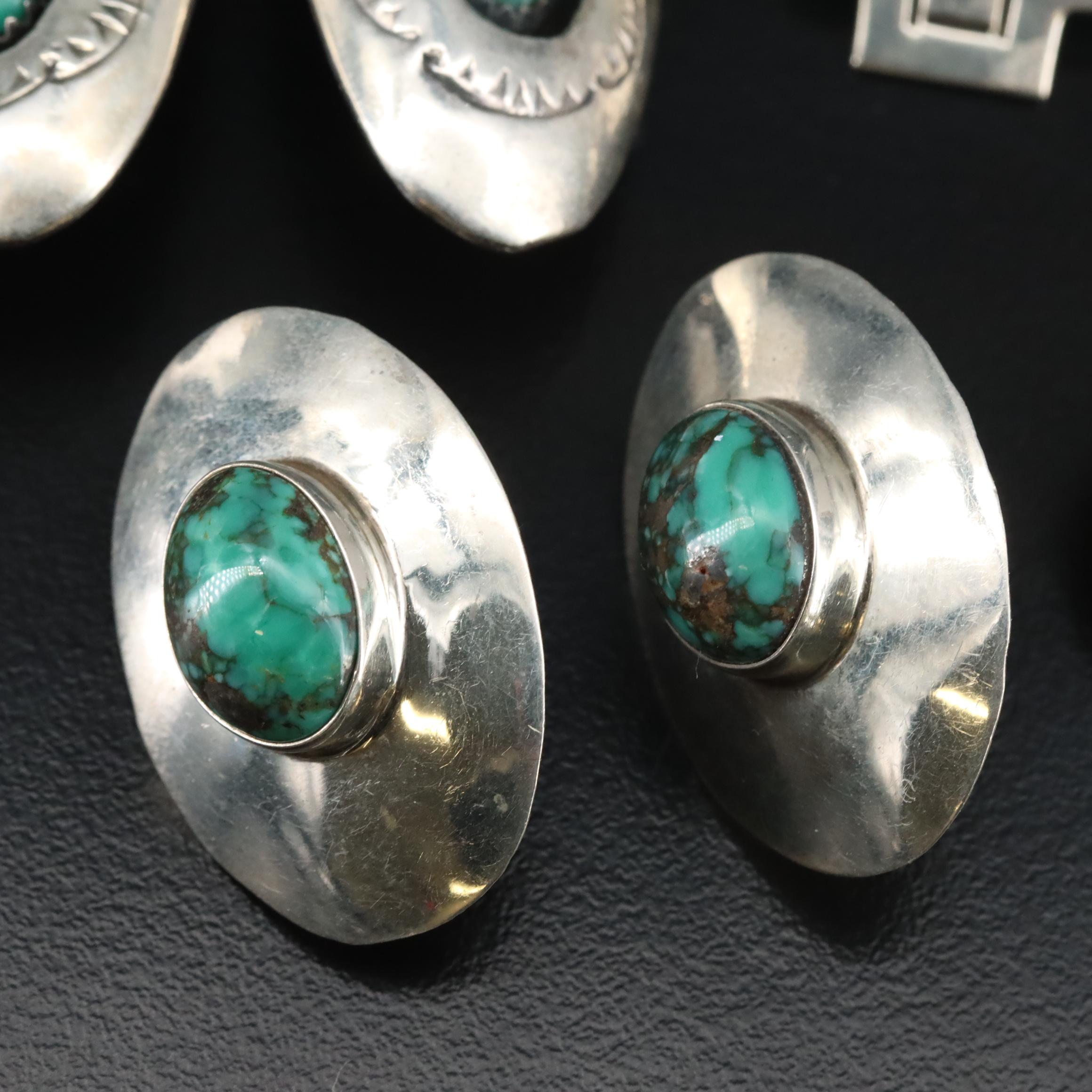 Southwestern Sterling Earrings with Turquoise, Malachite and Faux Turquoise