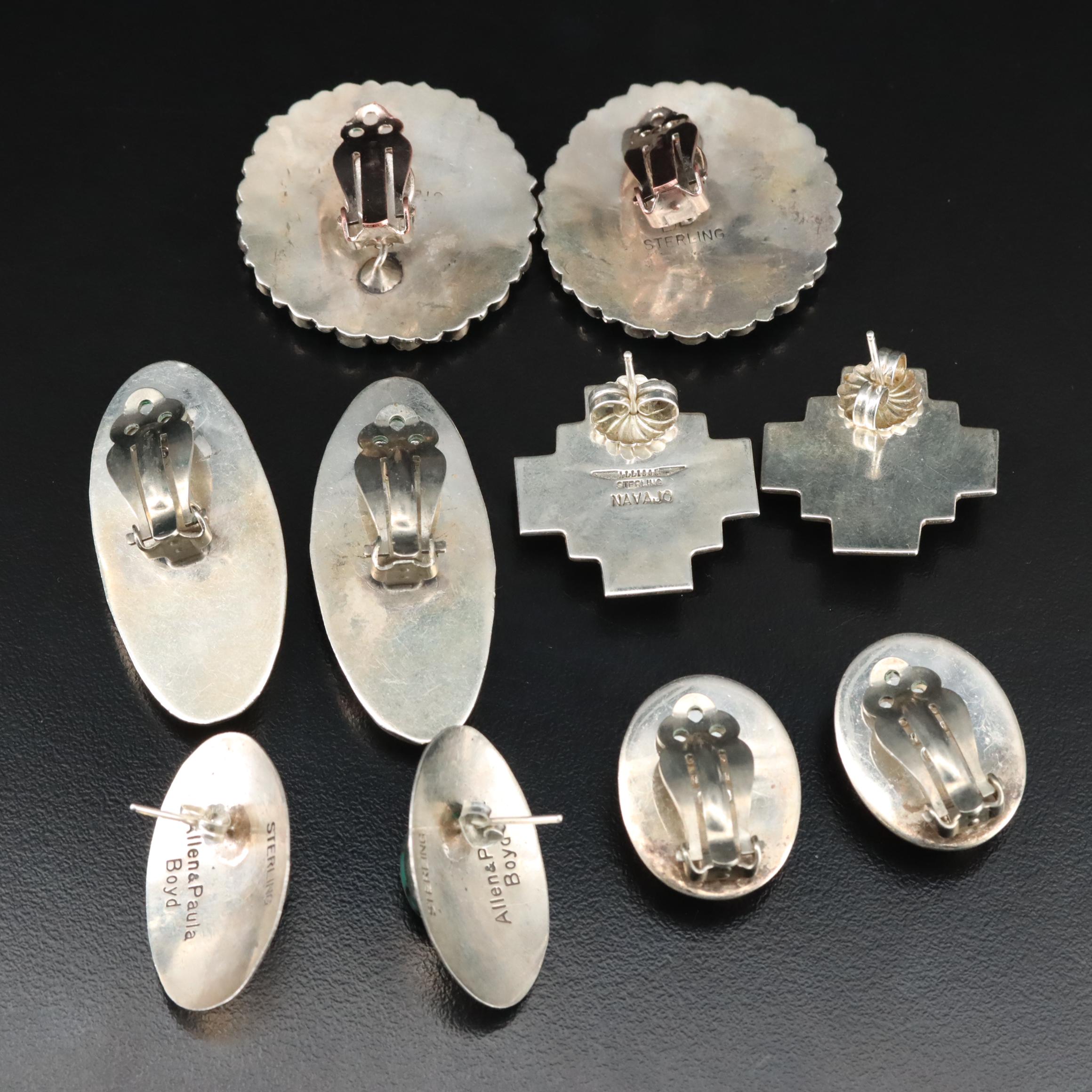 Southwestern Sterling Earrings with Turquoise, Malachite and Faux Turquoise