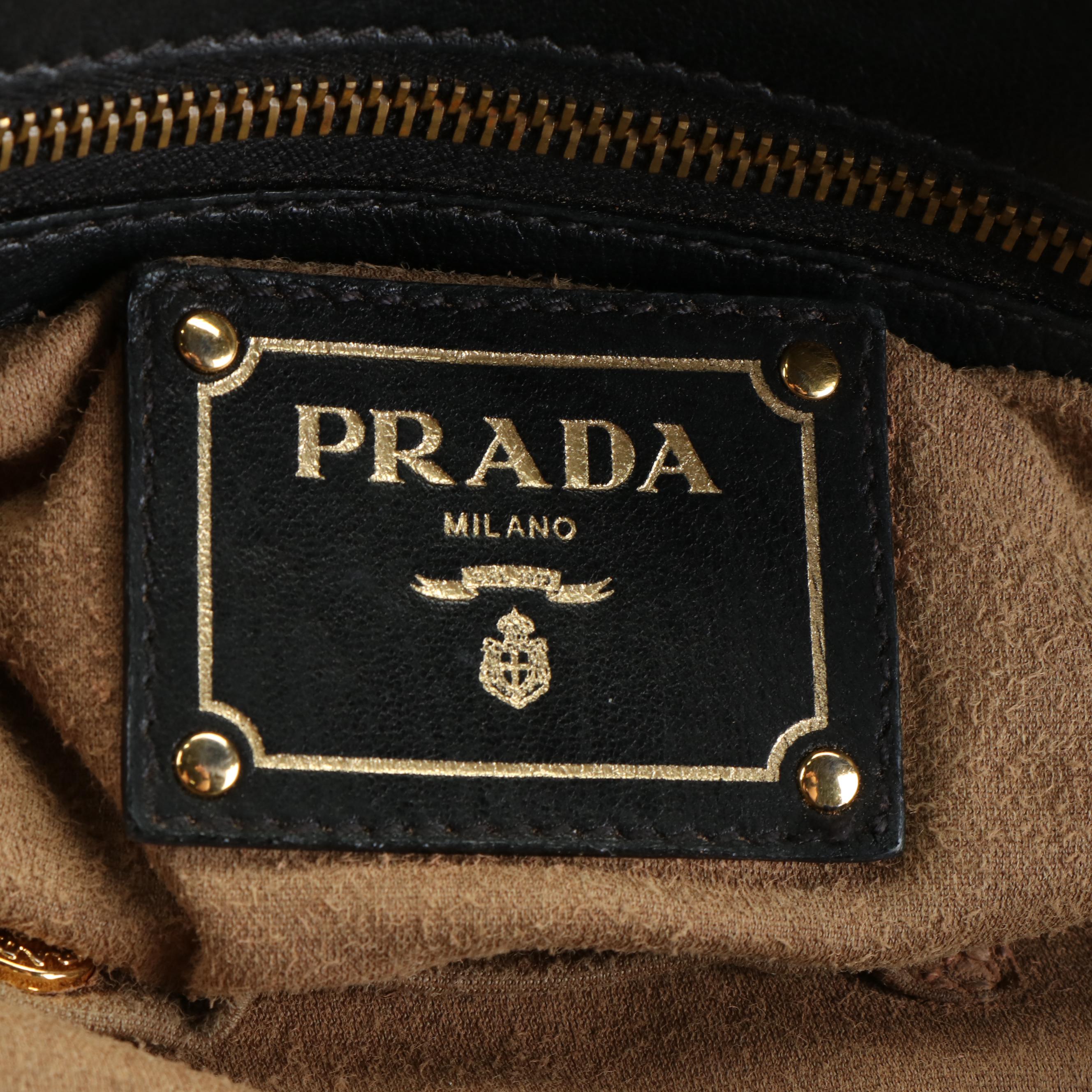 Prada Satchel in Black Vitello Daino Leather